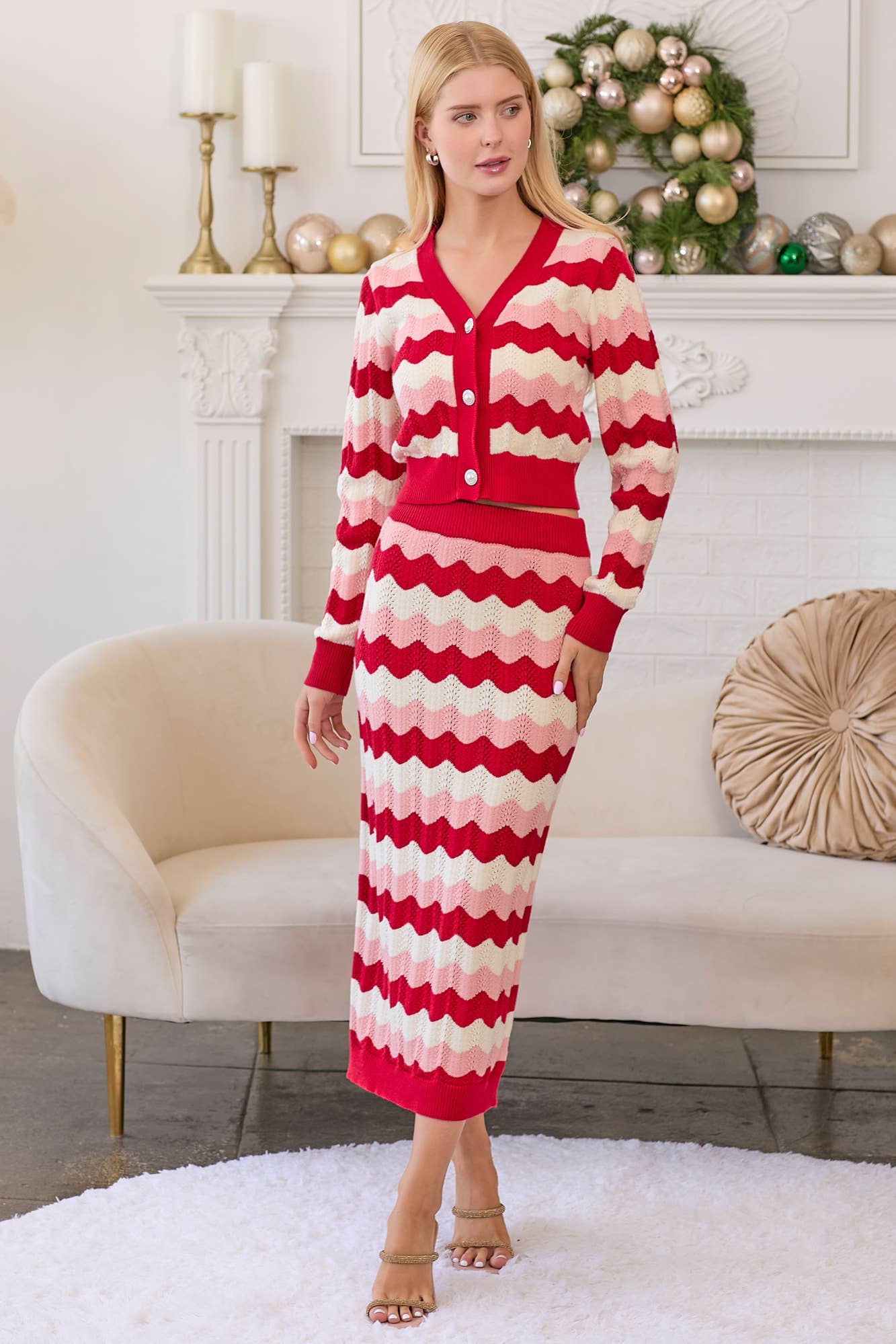 Ric Rac Stripe Sweater Knit Cropped Cardigan