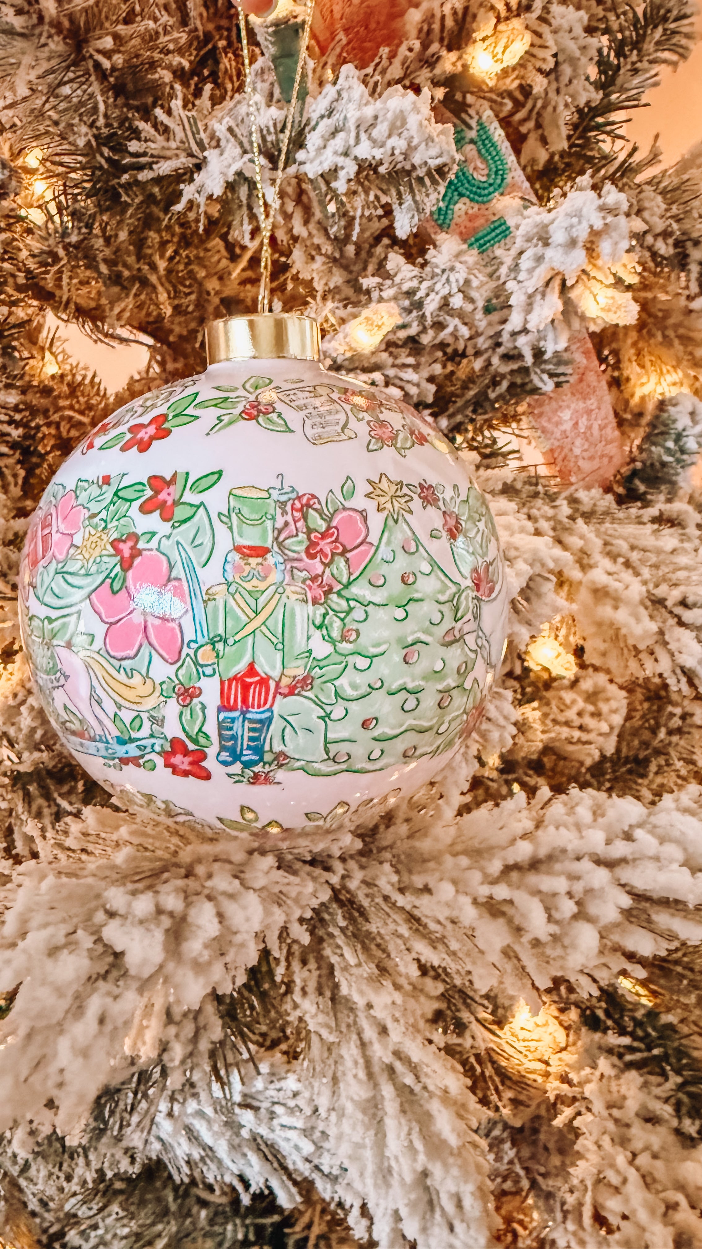 Nutcracker in Bloom Ceramic Ornament