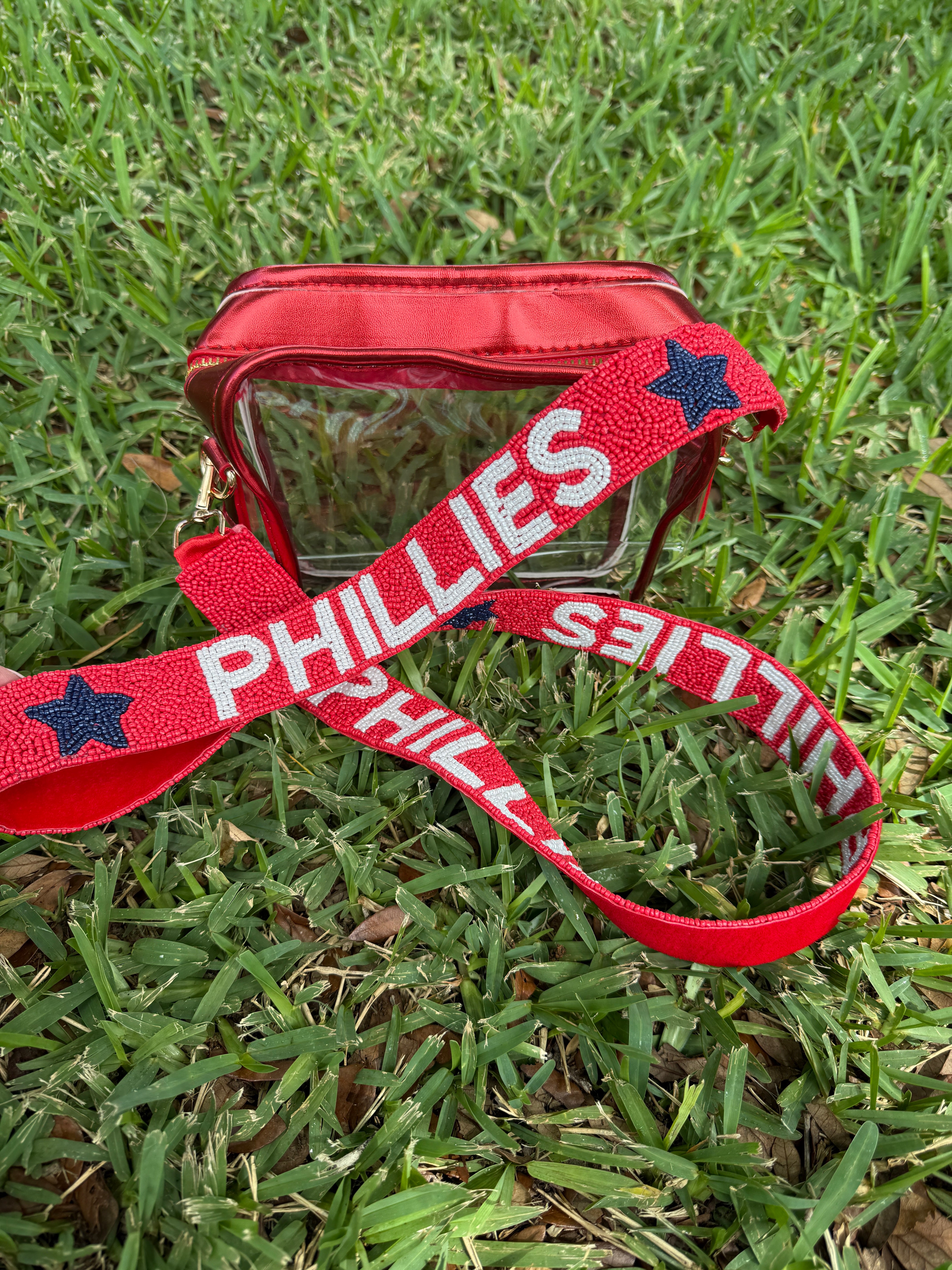 Beaded Phillies Purse Strap and Clear Bag