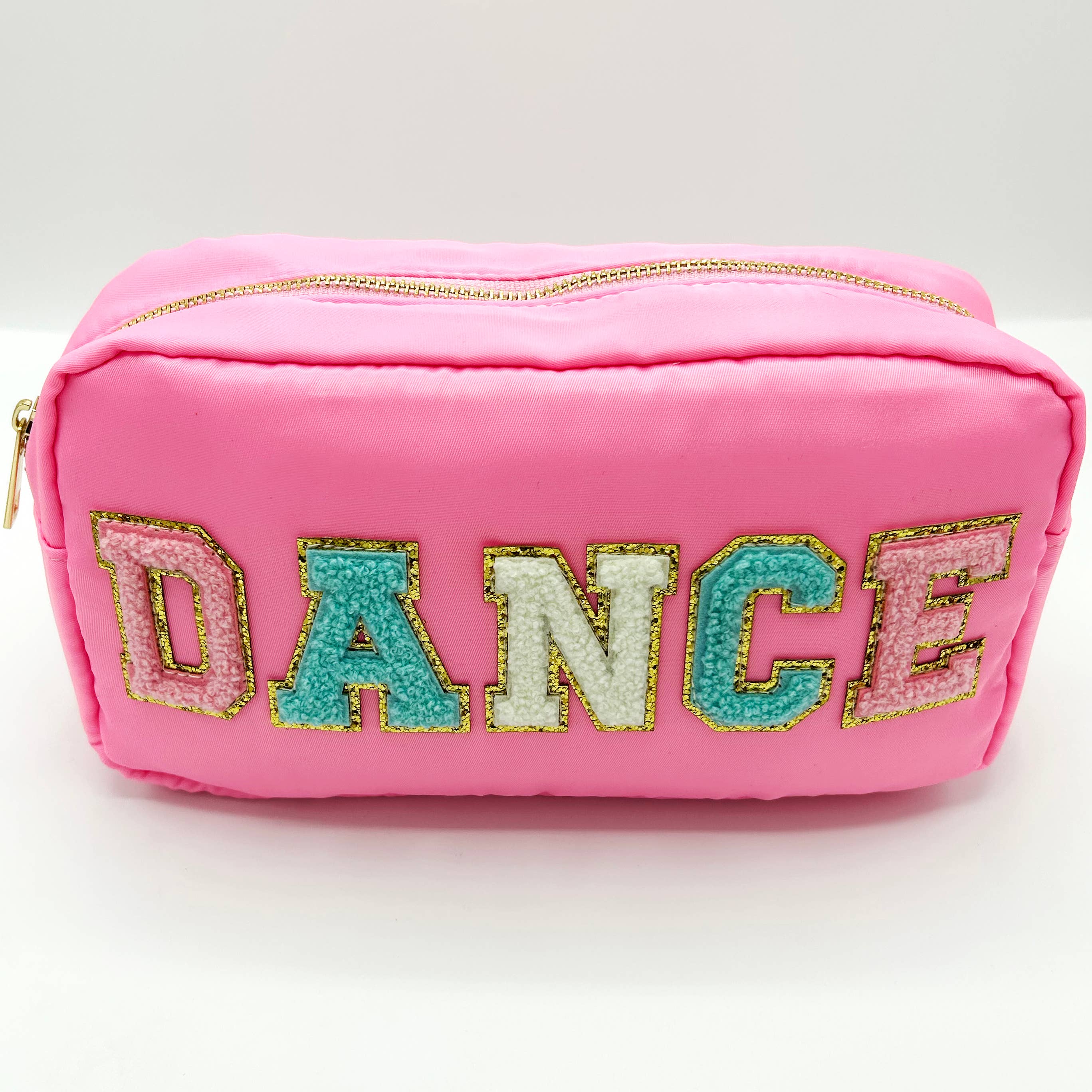 DANCE Cosmetic or Toiletry Bag with Varsity Letter Patches