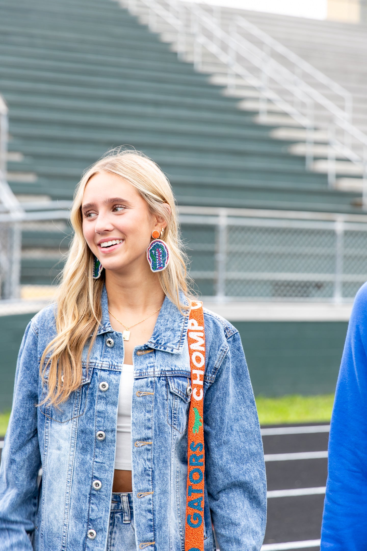 Gators Orange and Blue Beaded Strap and Clear Bag