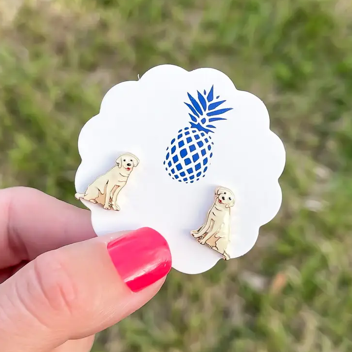 Yellow Lab Enamel Stud Earrings