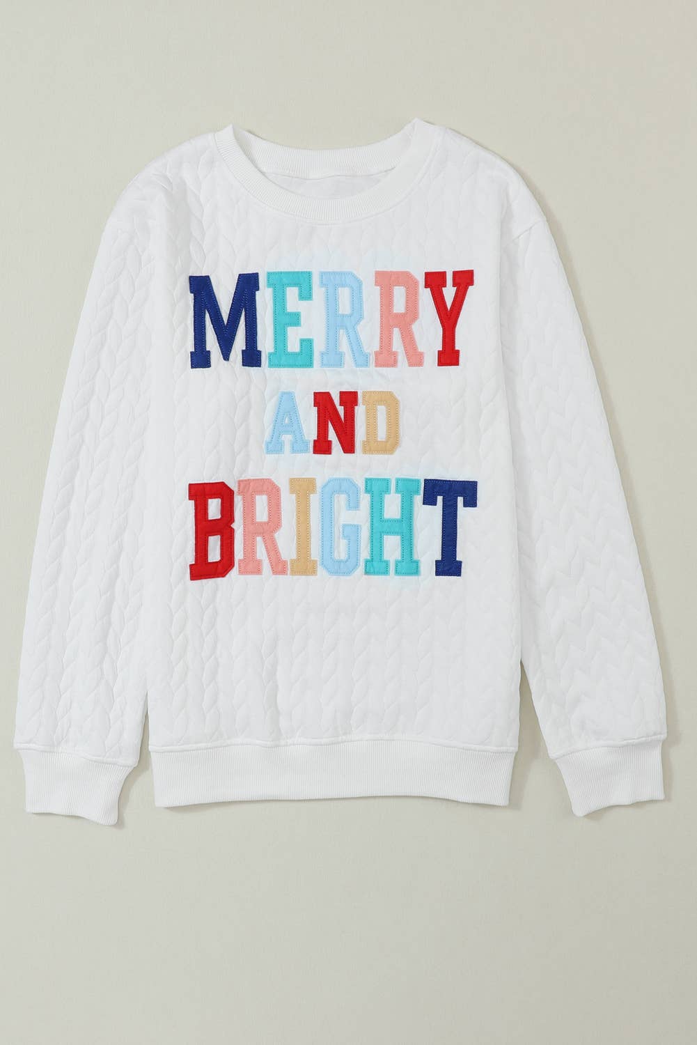 Merry and Bright Cable Knit Pullover Sweatshirt