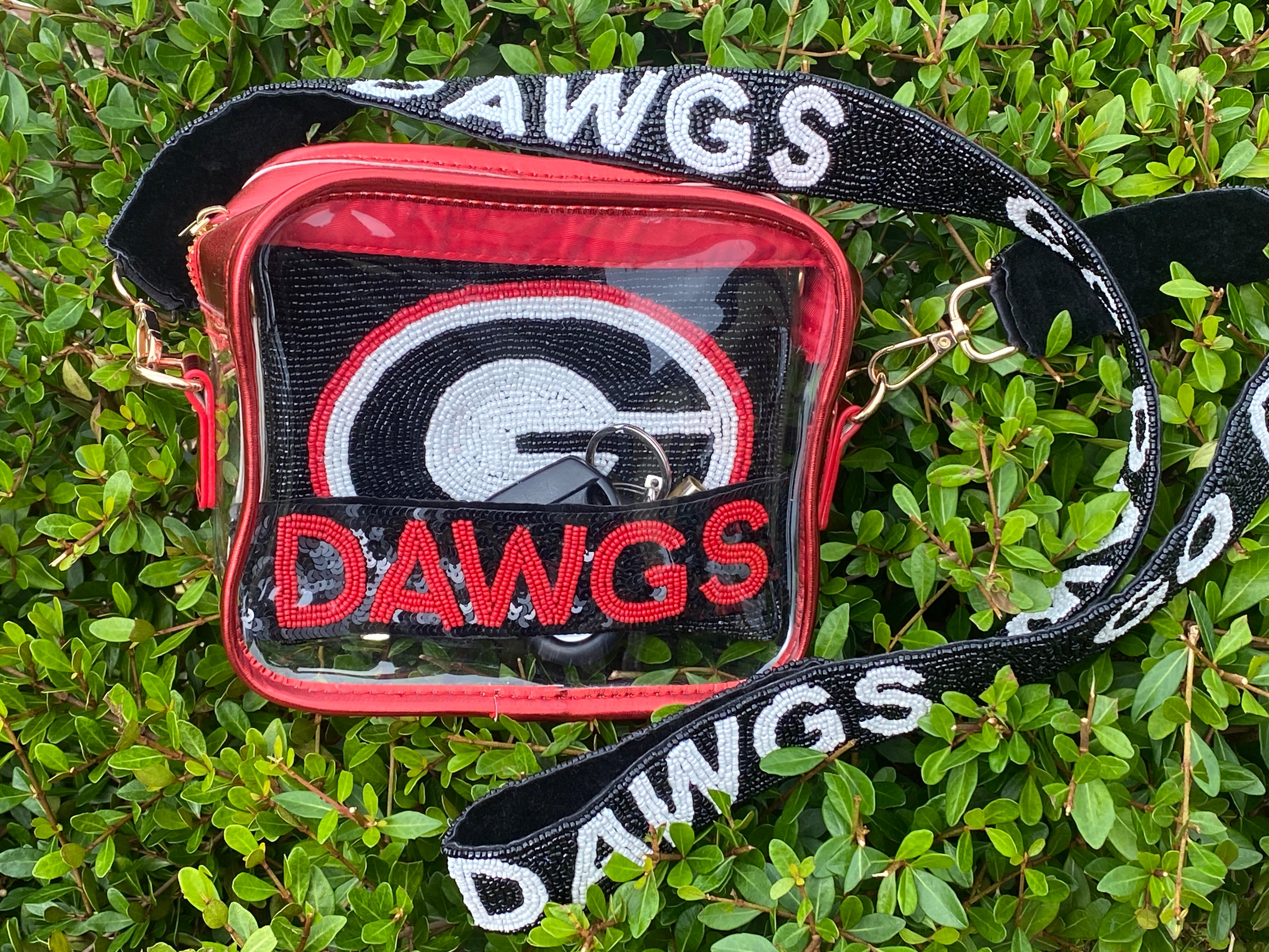 Georgia Bulldogs Sequin and Beaded Keychain Strap