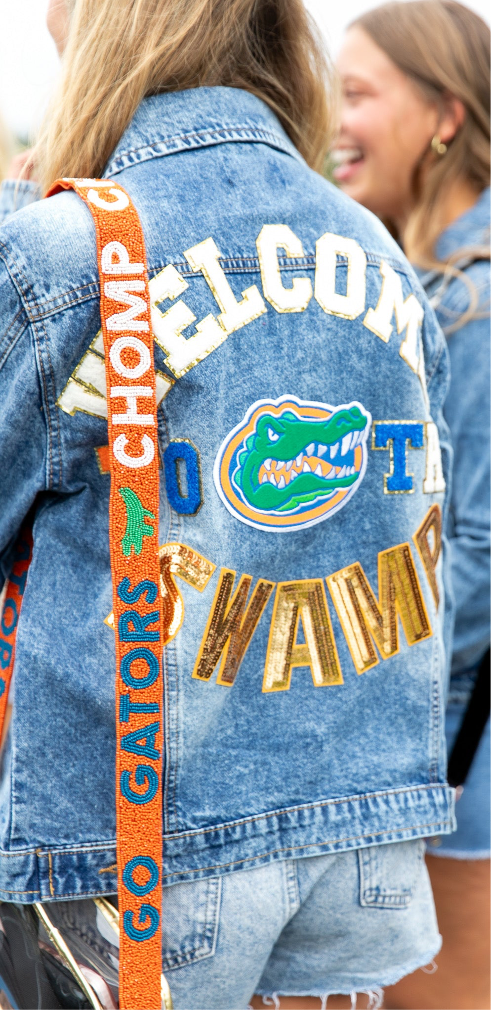 Gators Orange and Blue Beaded Strap and Clear Bag