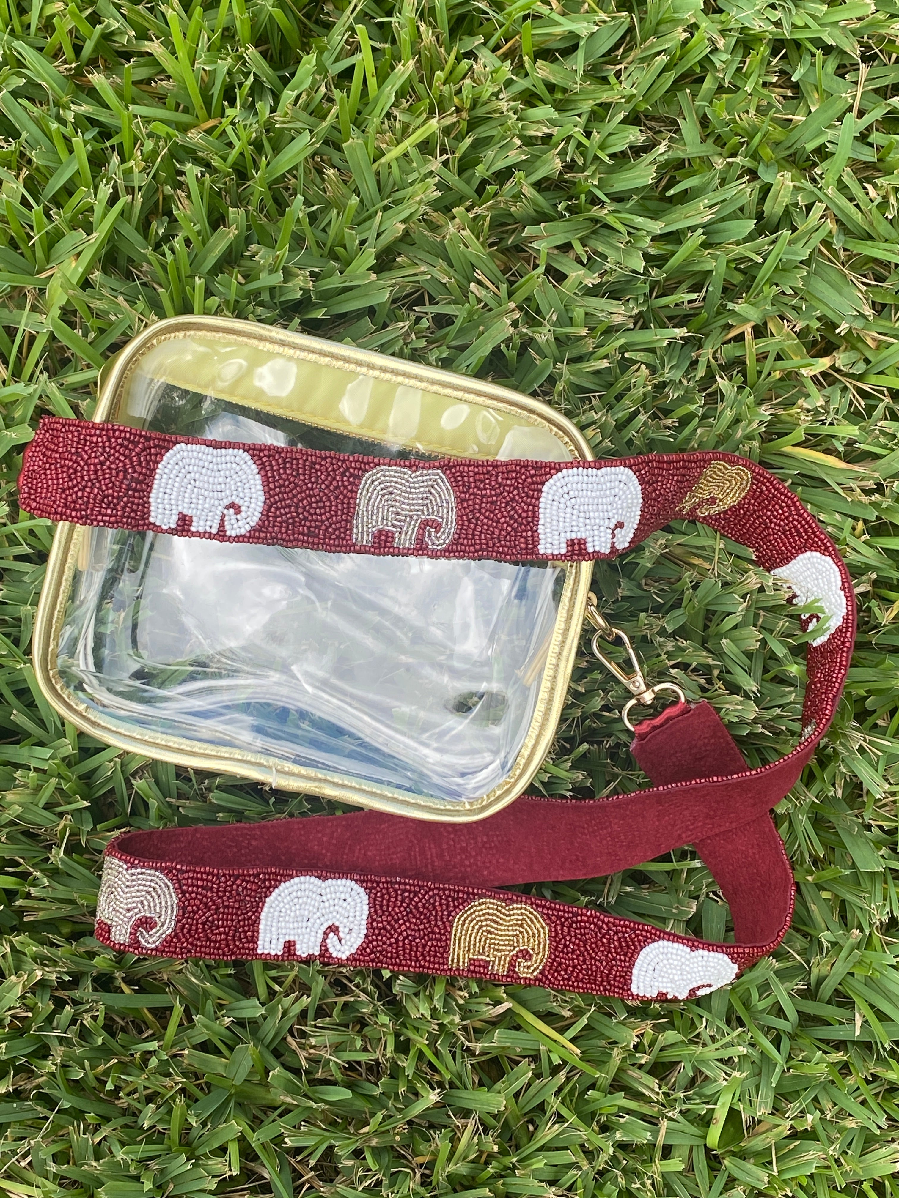 Alabama Roll Tide Elephant Beaded Purse Strap and Stadium Bag