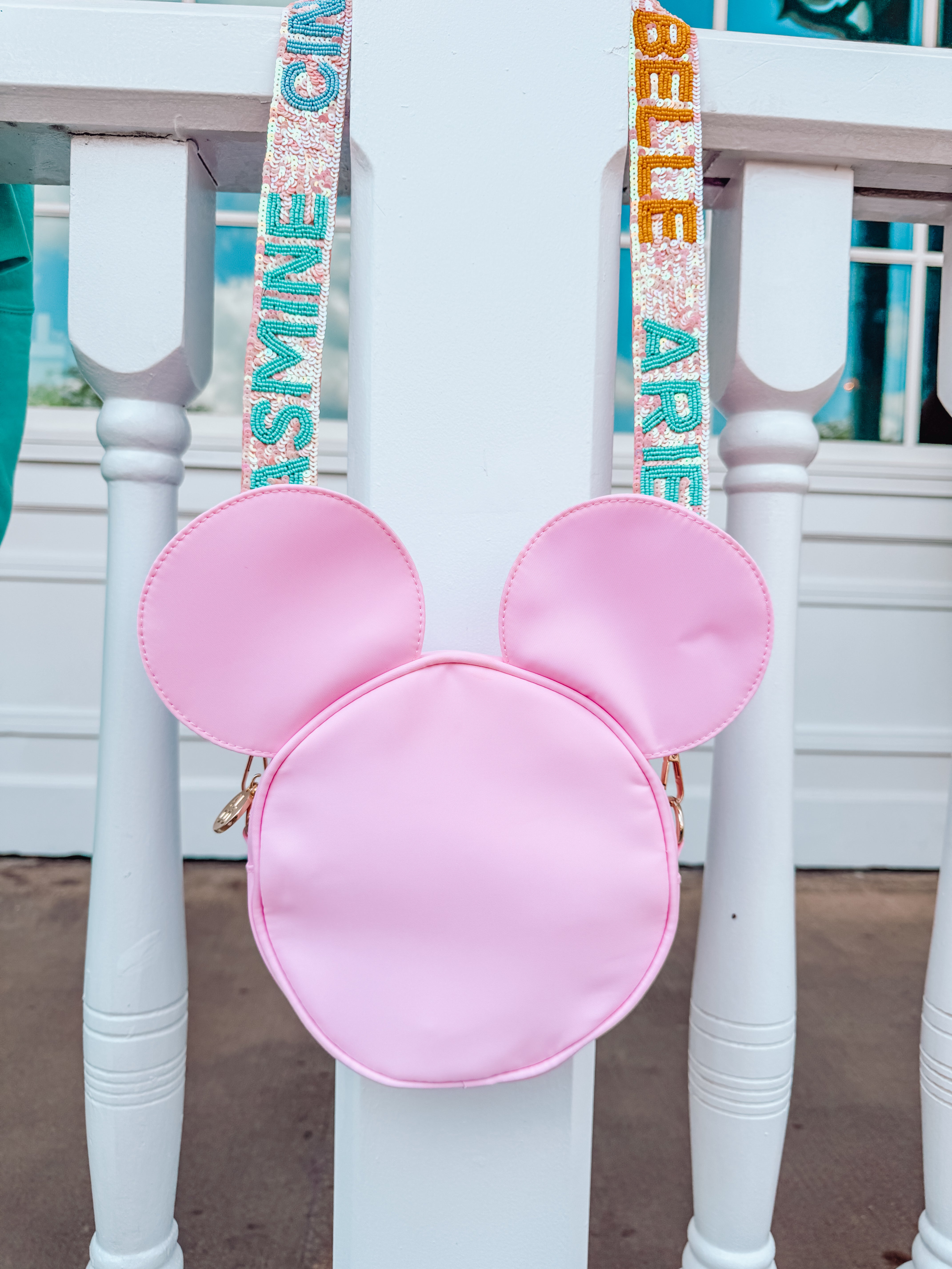 Pink Mickey Head Crossbody Bag
