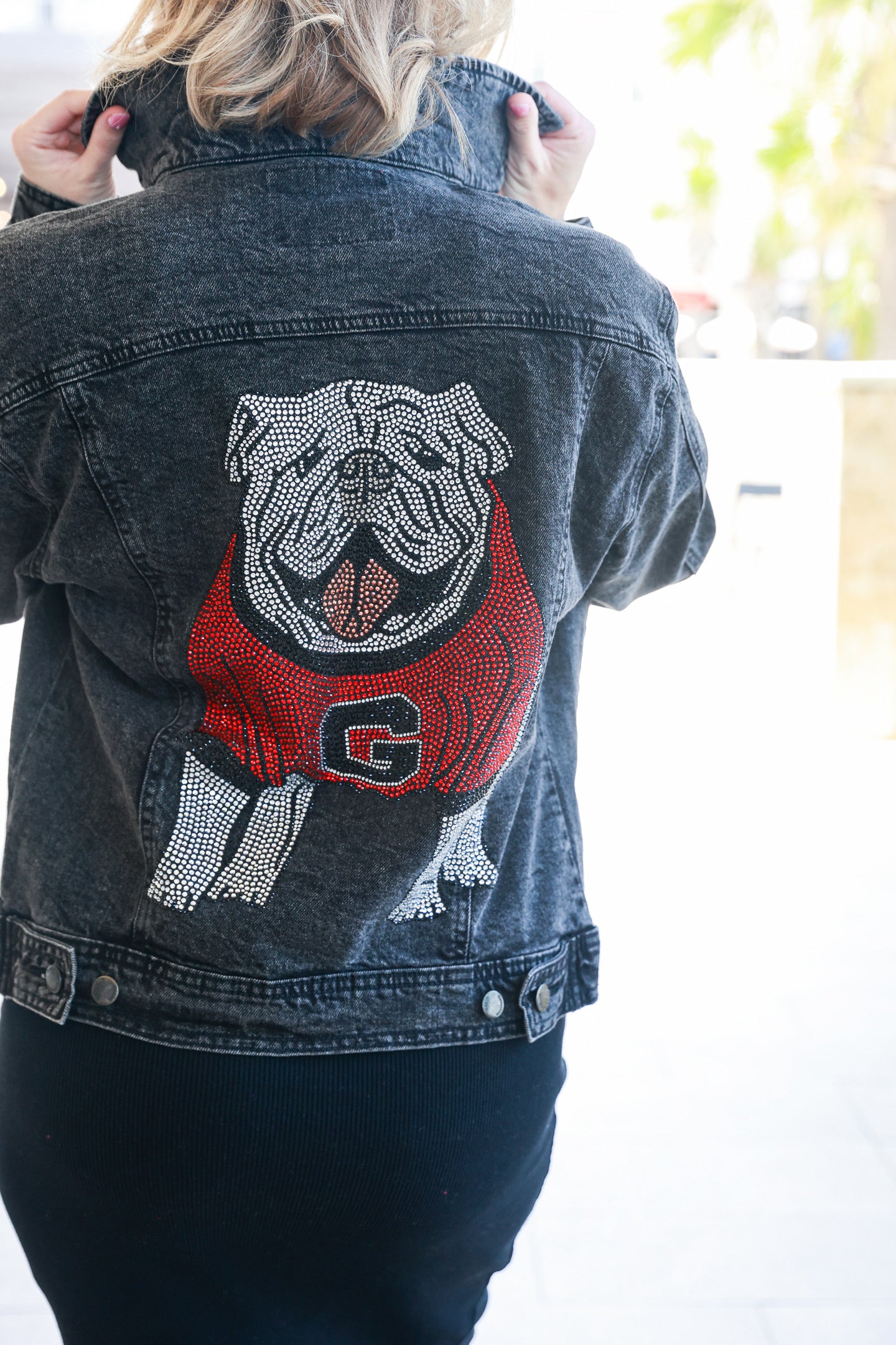 Bulldogs Oversized Black Denim Jacket