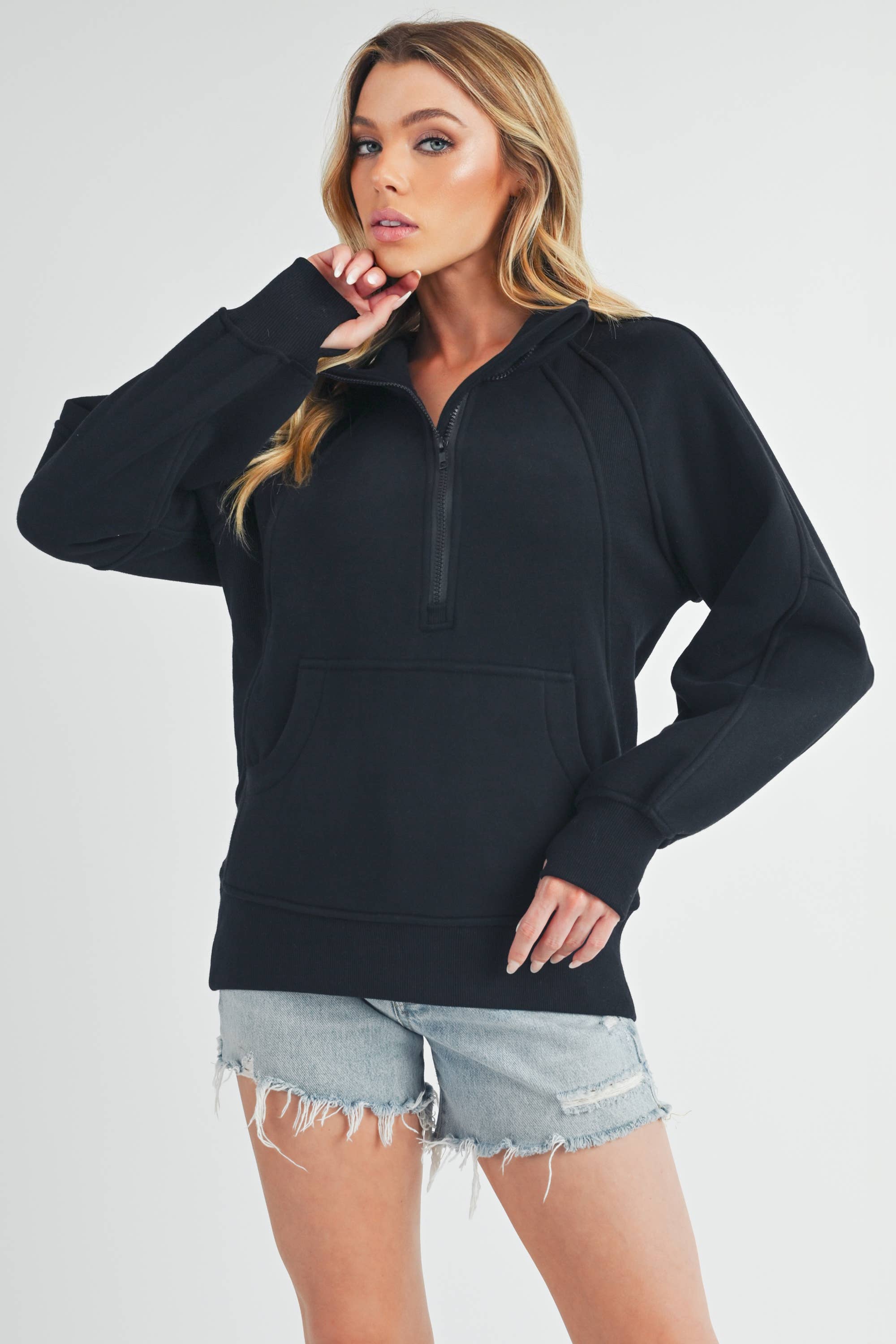 Long Funnel Neck Half Zip (Lulu Dupe)