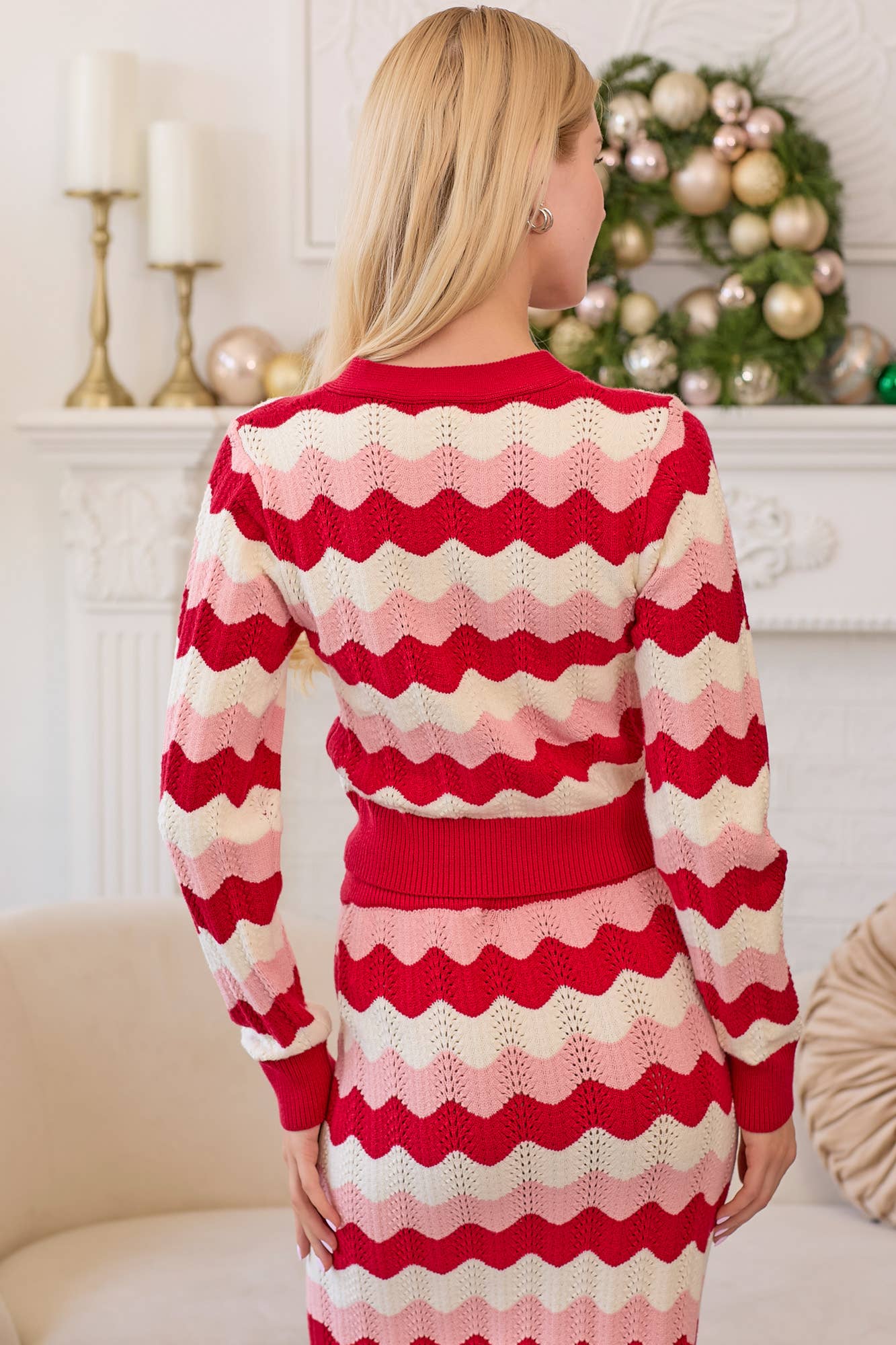 Ric Rac Stripe Sweater Knit Cropped Cardigan