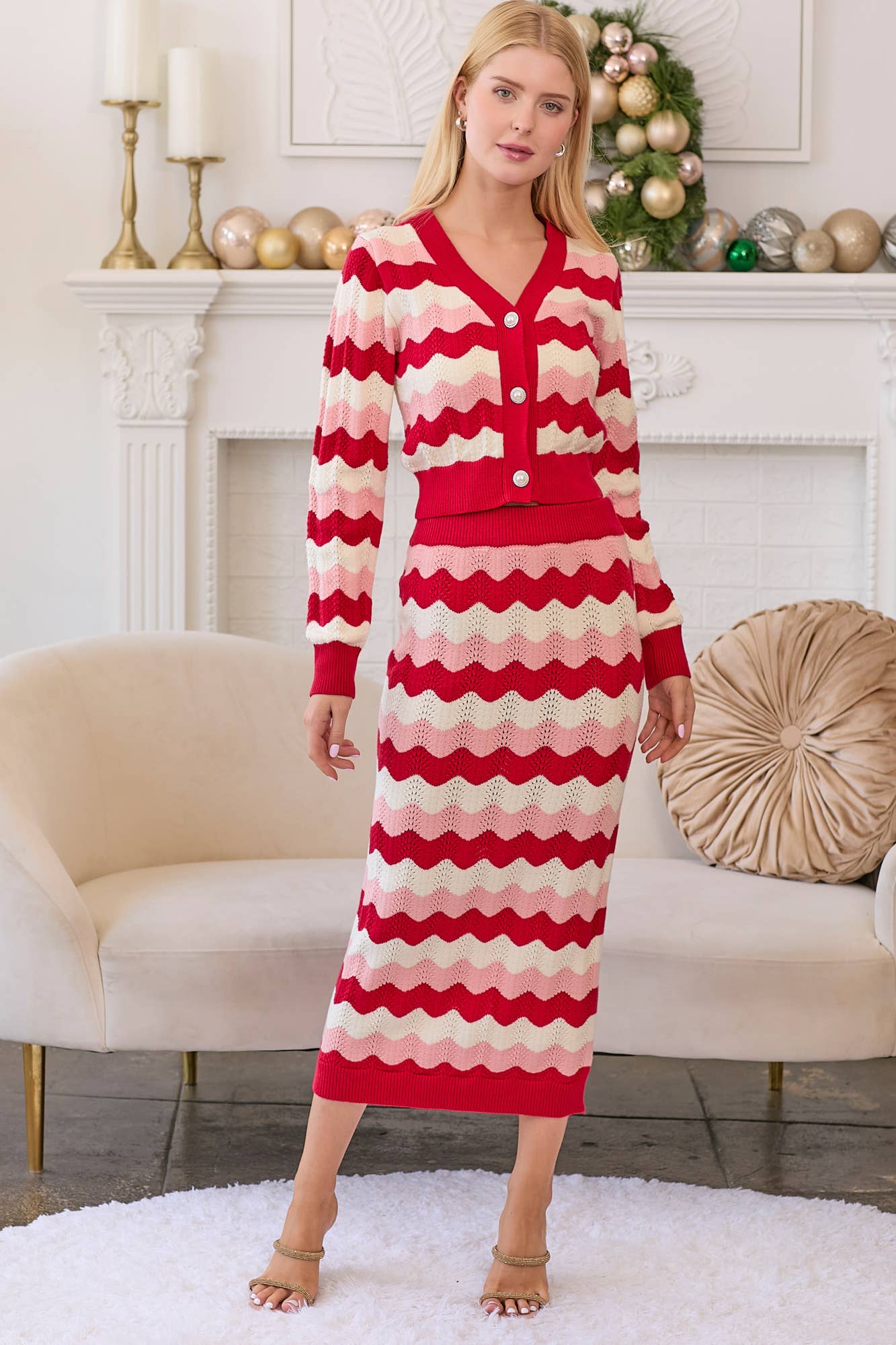 Ric Rac Stripe Sweater Knit Cropped Cardigan