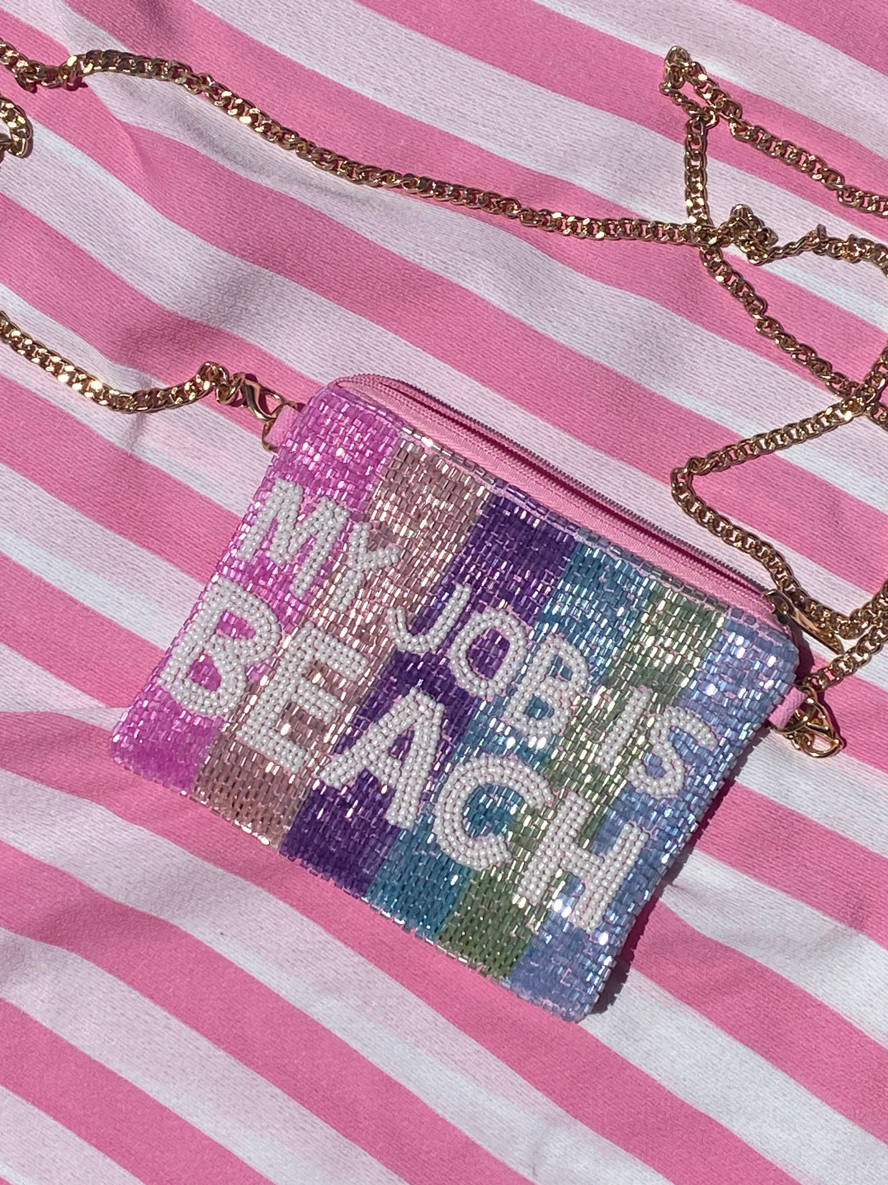 My Job is Beach Beaded Coin Purse