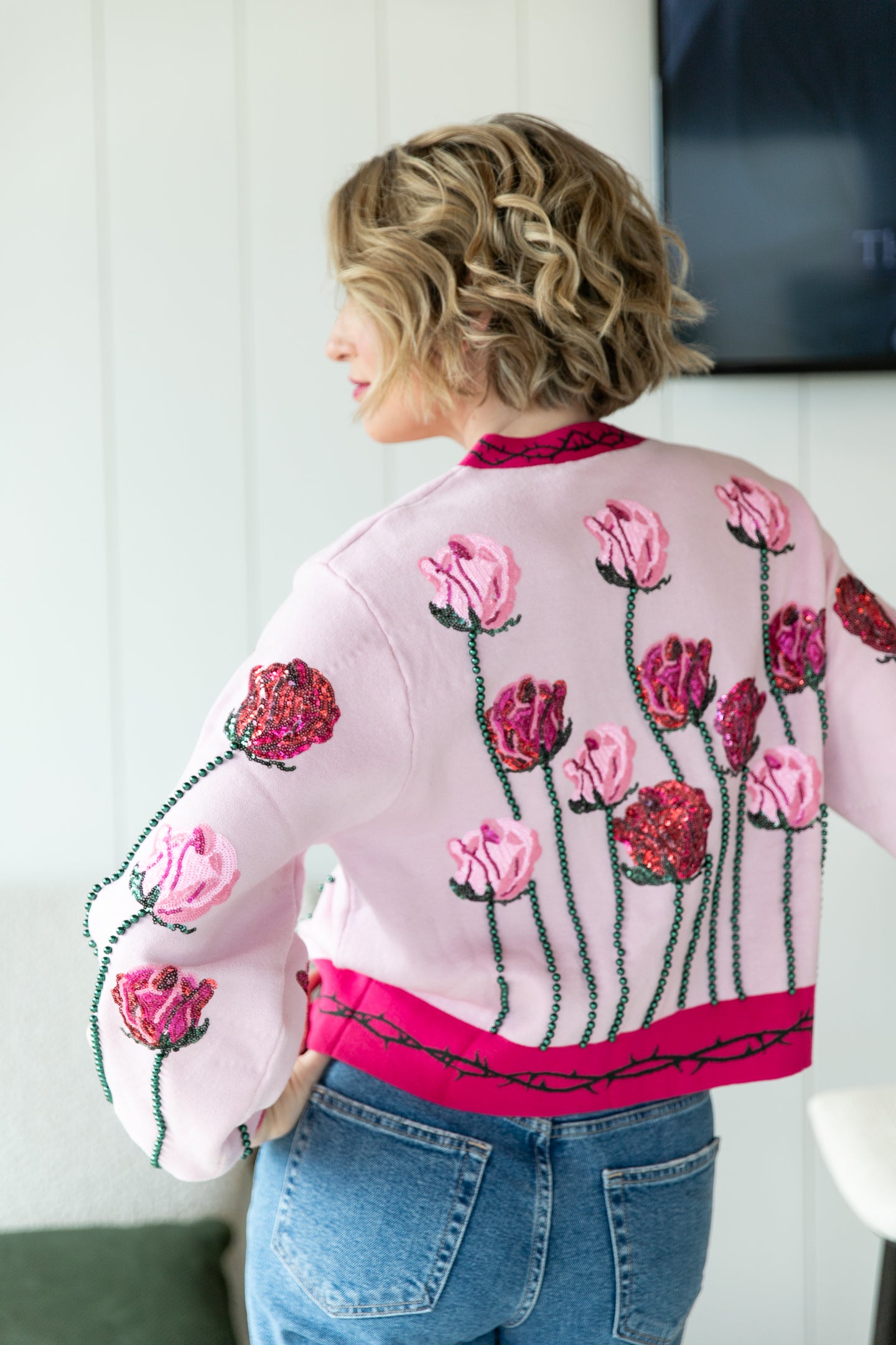 QOS Long Stem Rose Cardigan