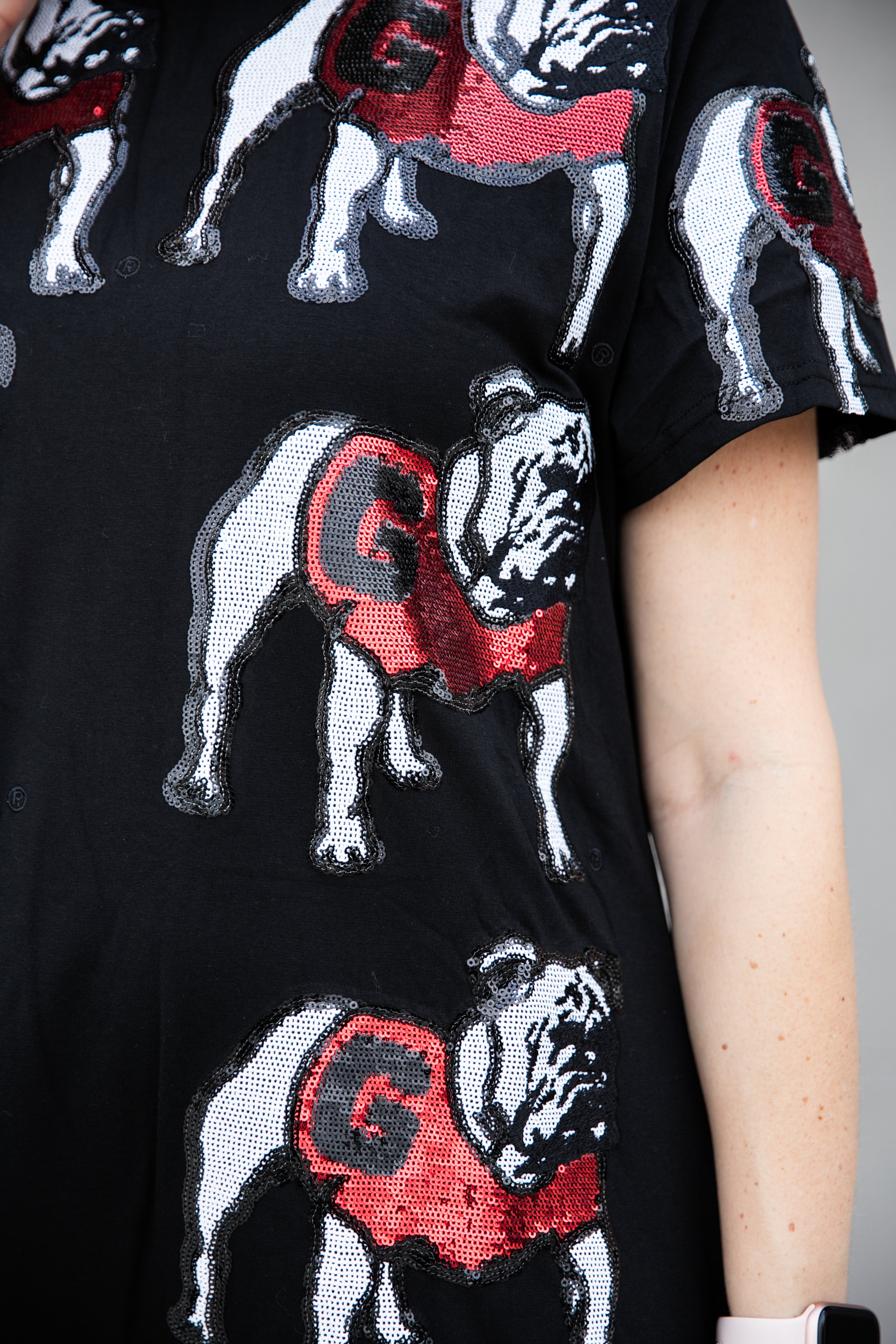 Queen of Sparkles Black Sequin UGA Bulldog Tee Dress