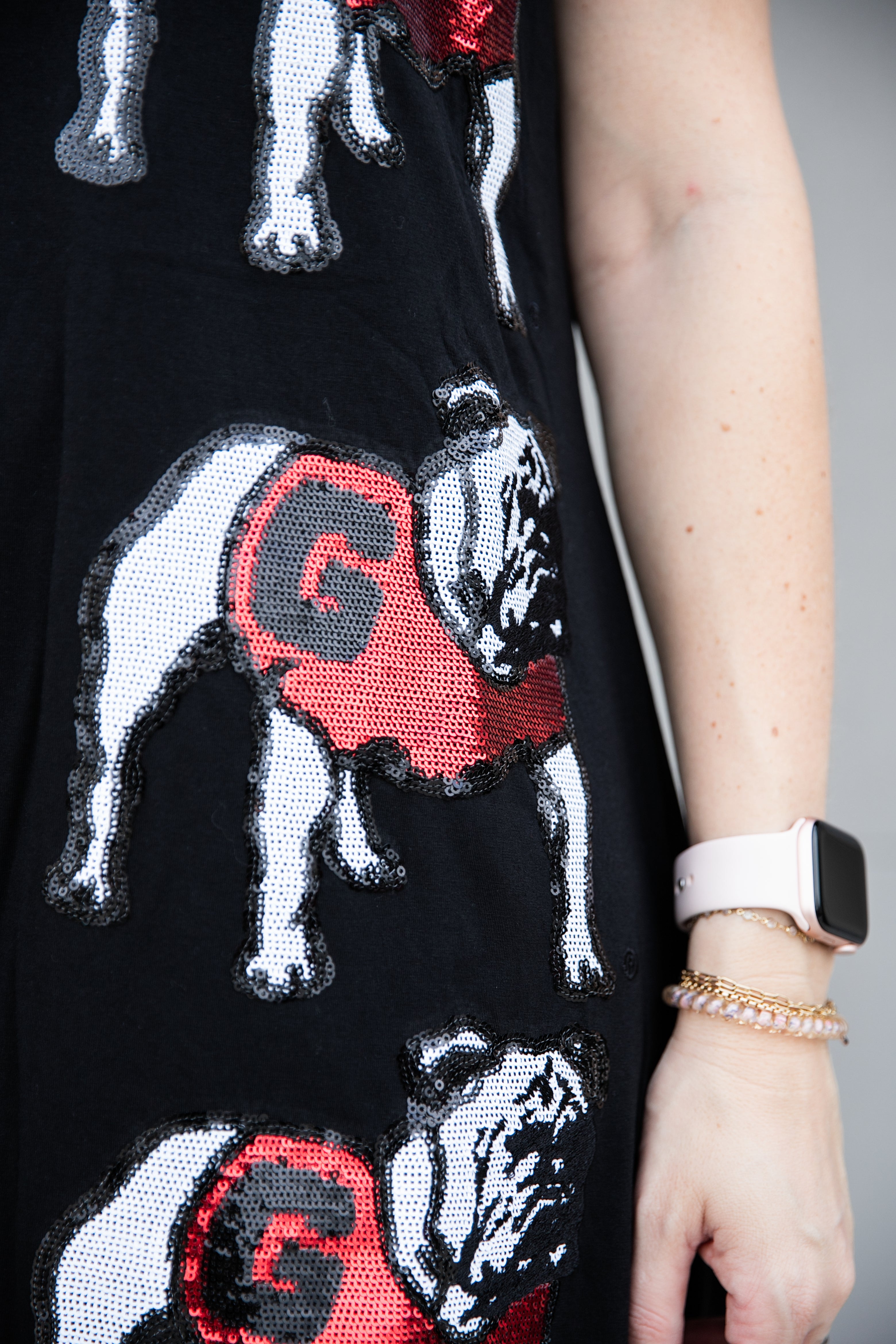 Queen of Sparkles Black Sequin UGA Bulldog Tee Dress
