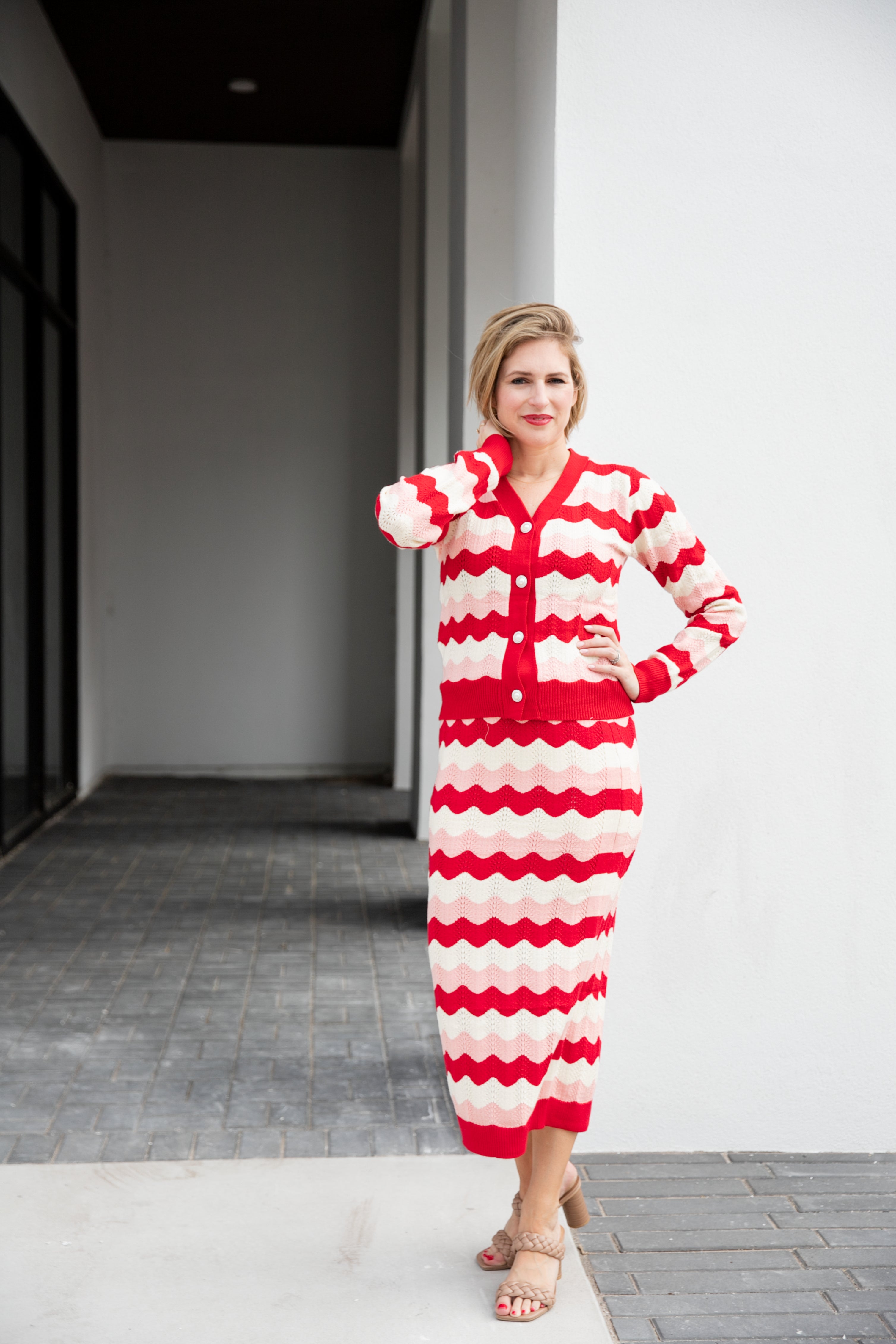 Ric Rac Stripe Sweater Knit Cropped Cardigan