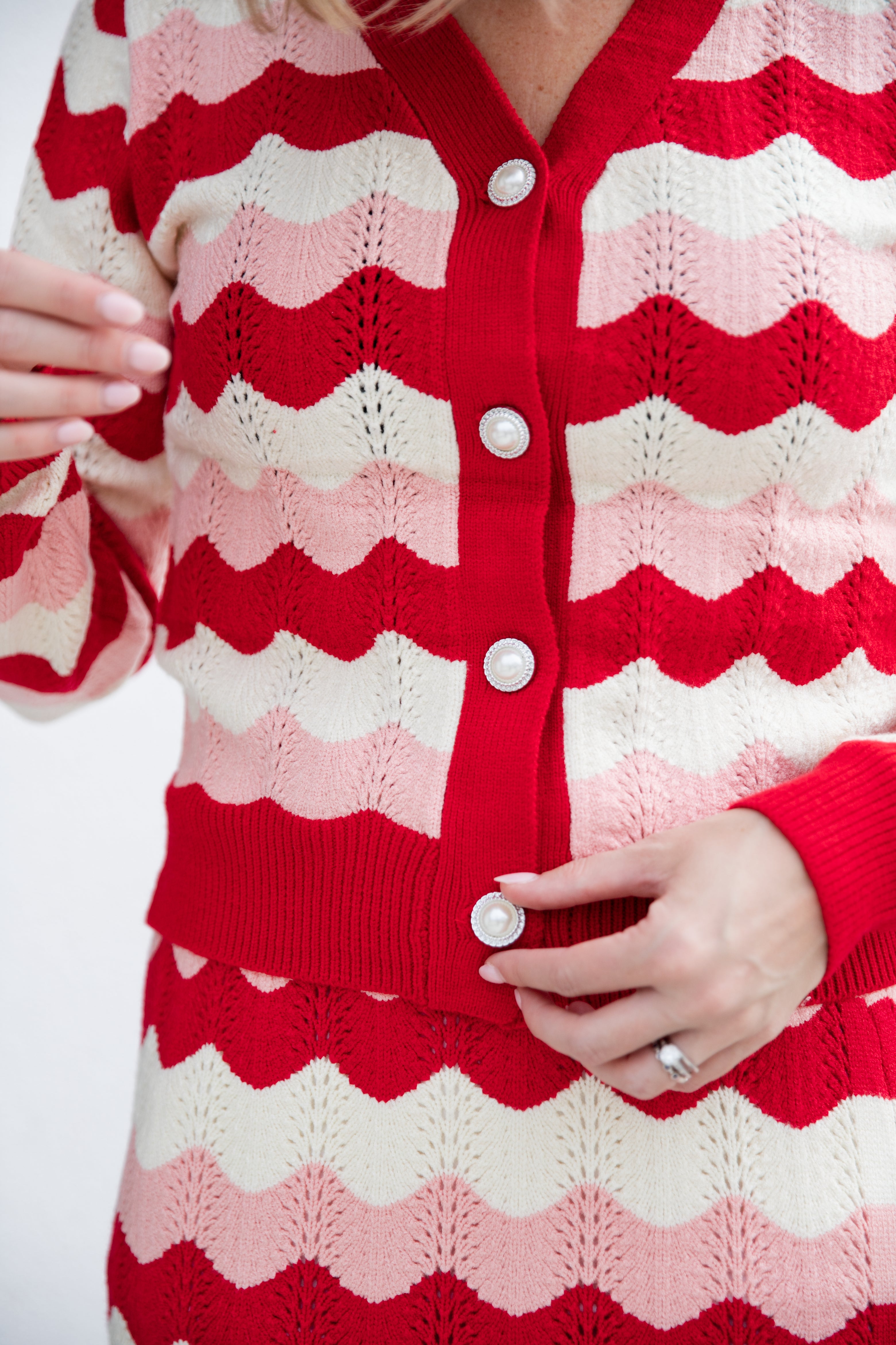 Ric Rac Stripe Sweater Knit Cropped Cardigan