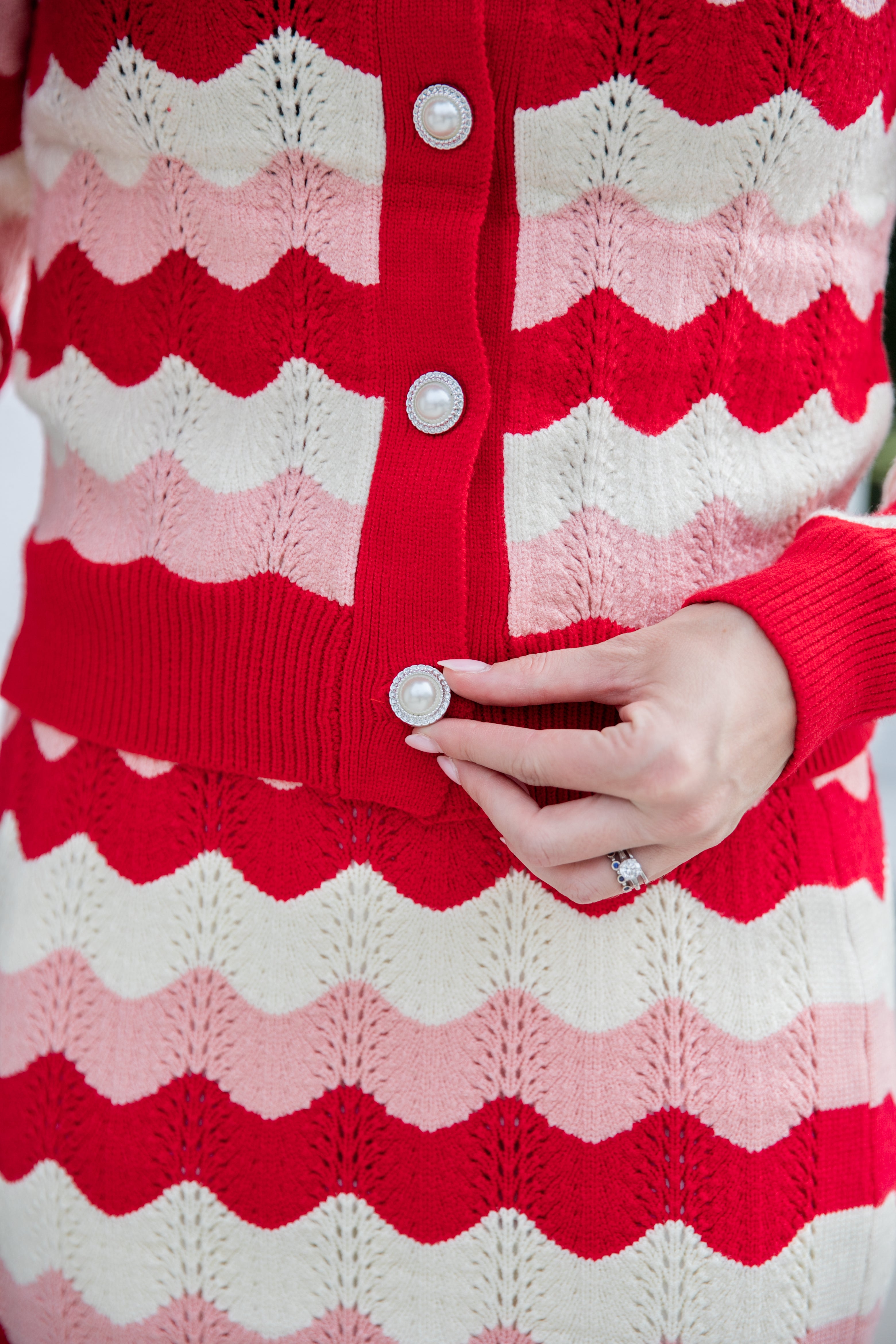 Ric Rac Stripe Sweater Knit Cropped Cardigan