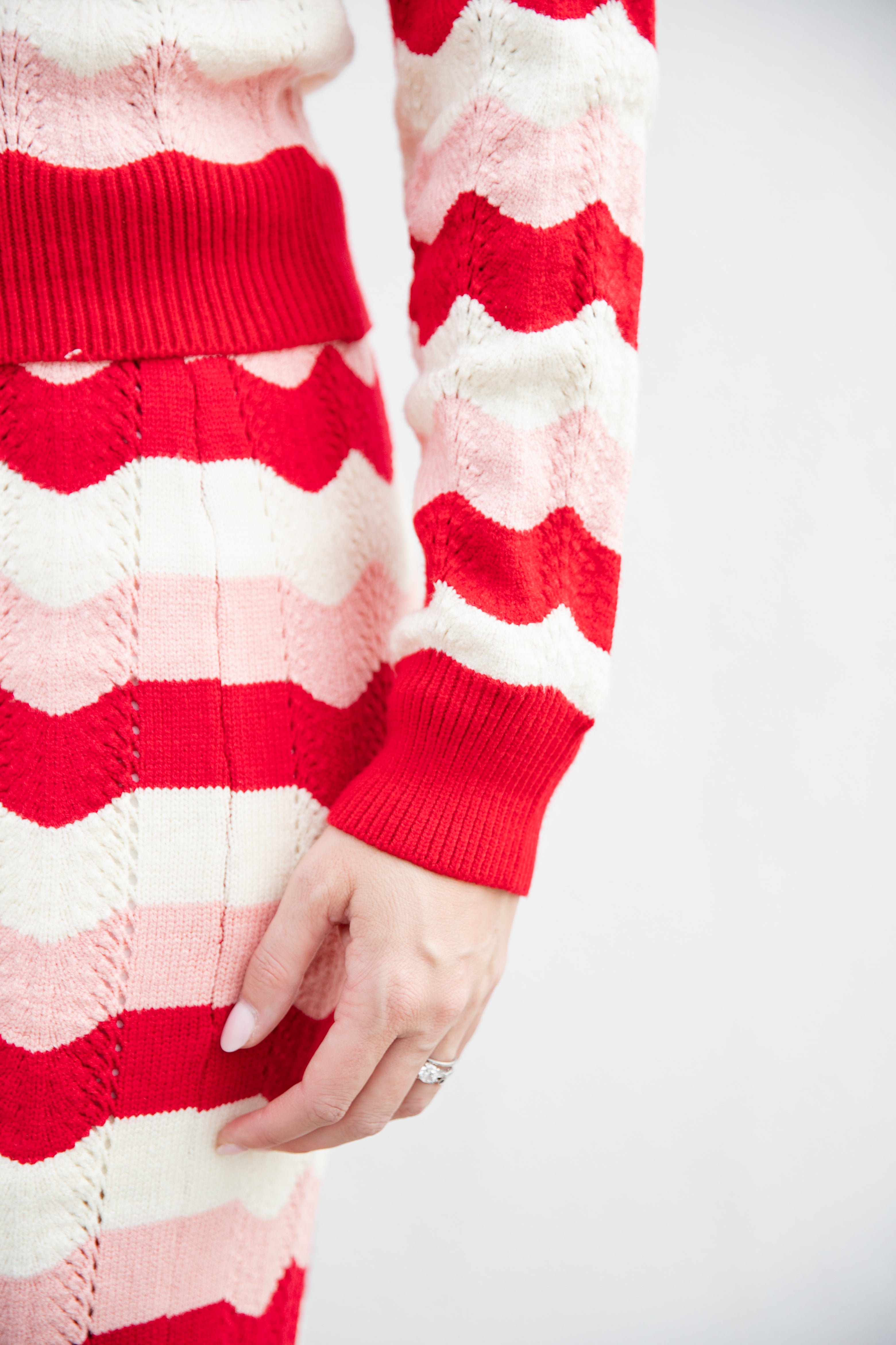 Ric Rac Stripe Sweater Knit Midi Skirt