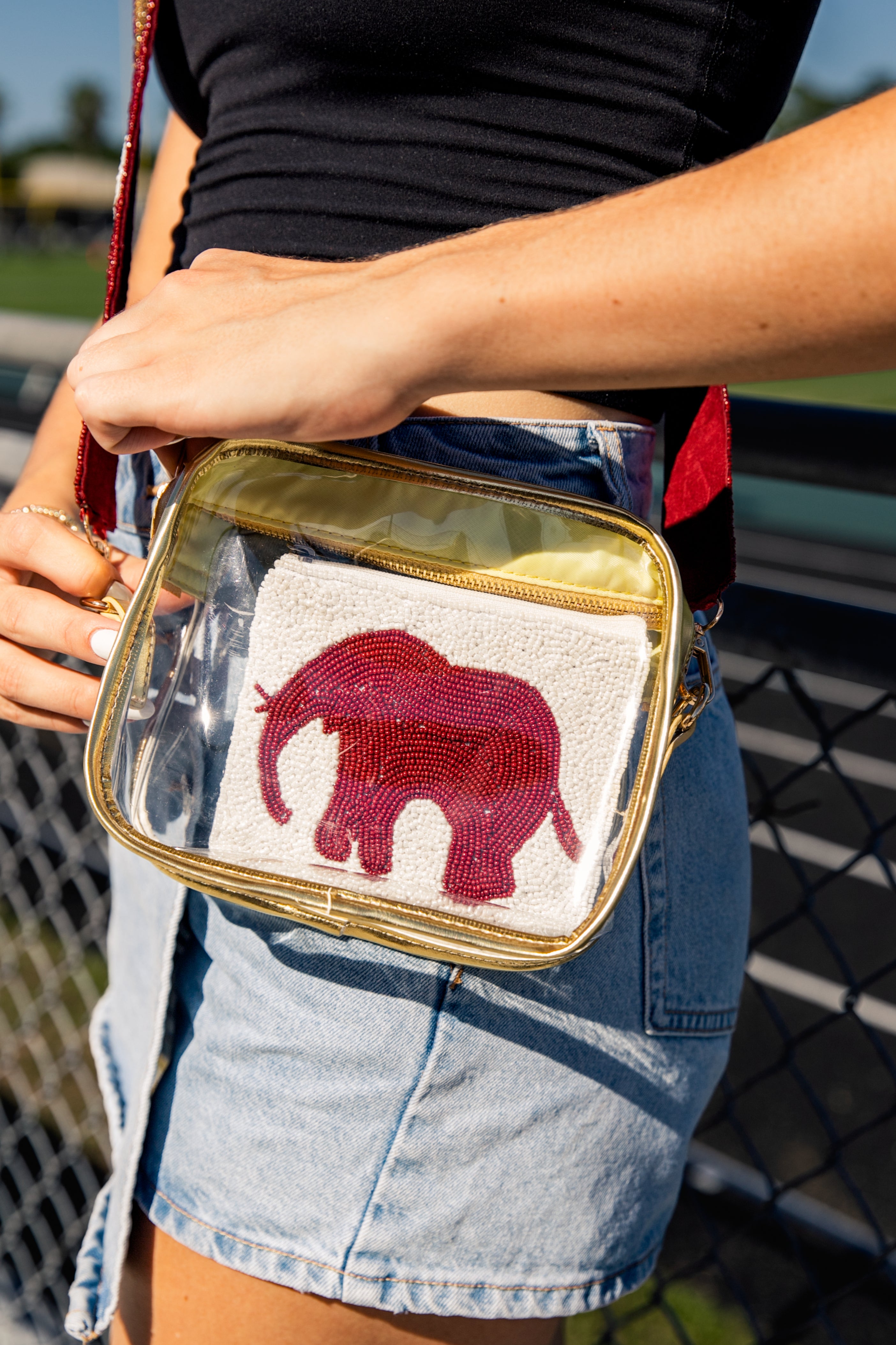 Alabama Roll Tide Elephant Beaded Purse Strap and Stadium Bag