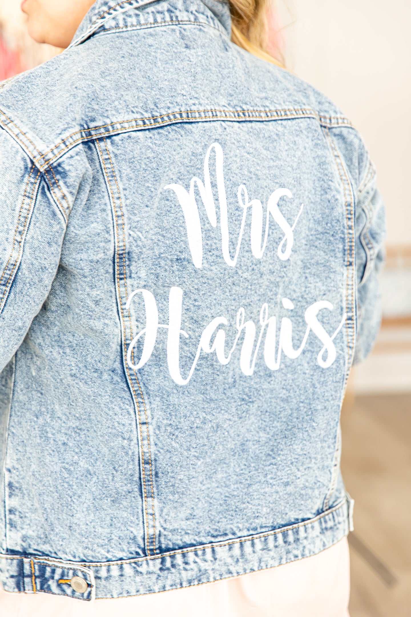 Embroidered Denim Jacket for Brides - Wedding Gift - Mrs Jean Jacket