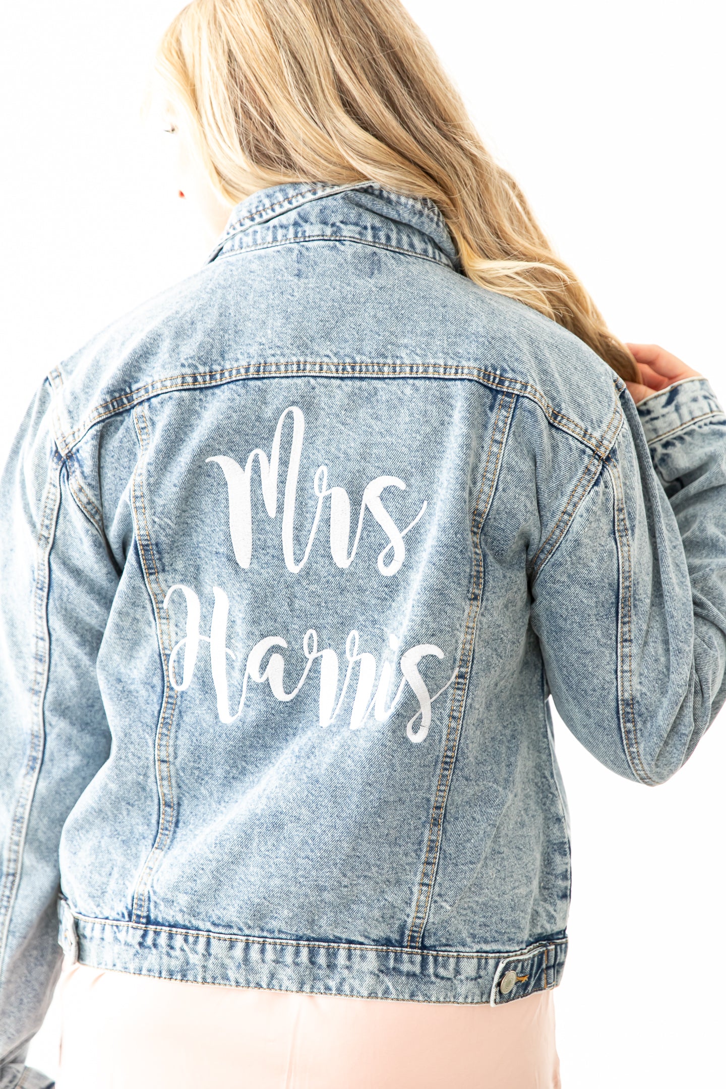 Embroidered Denim Jacket for Brides - Wedding Gift - Mrs Jean Jacket