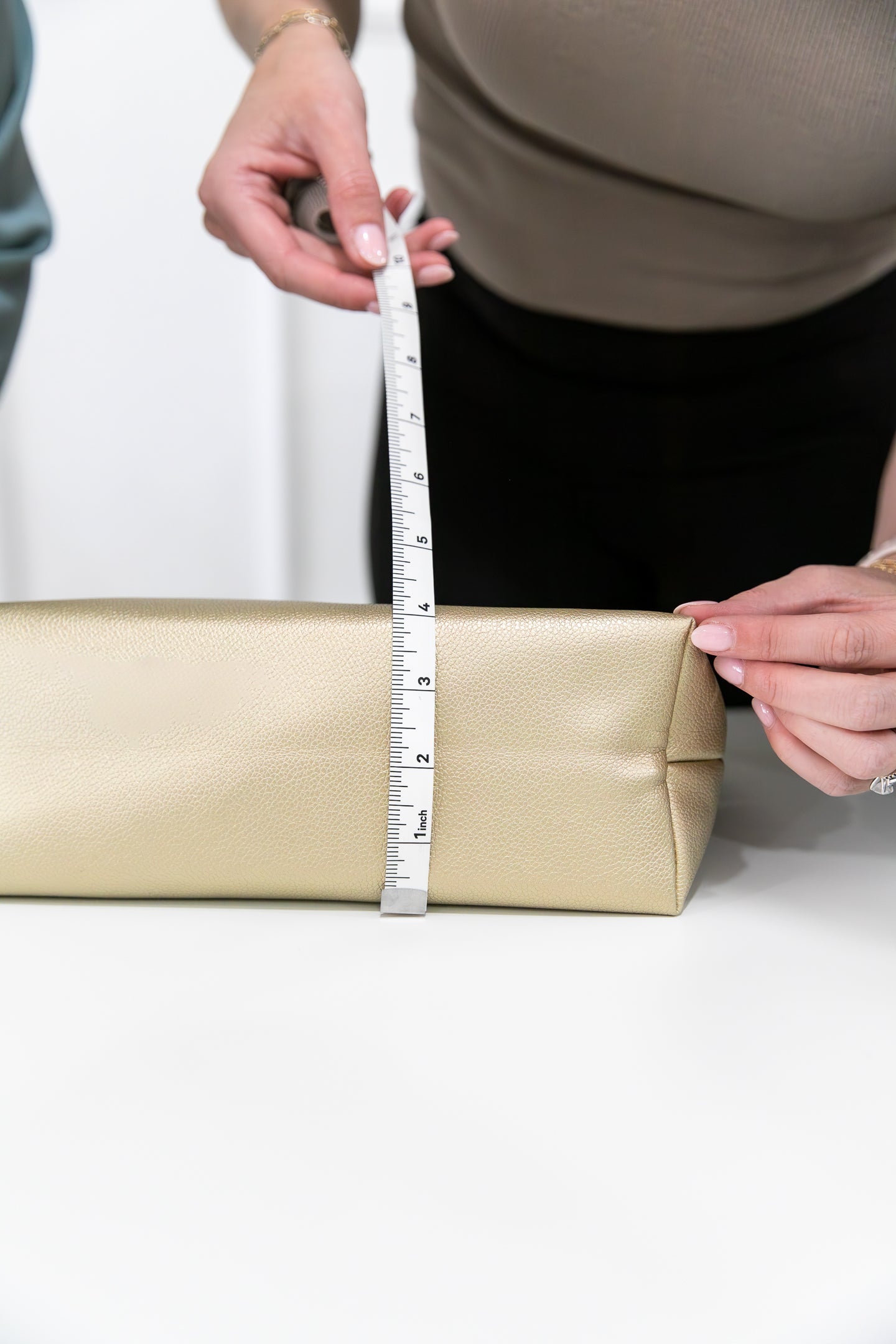 Gold Vegan Leather Zipper Pouch