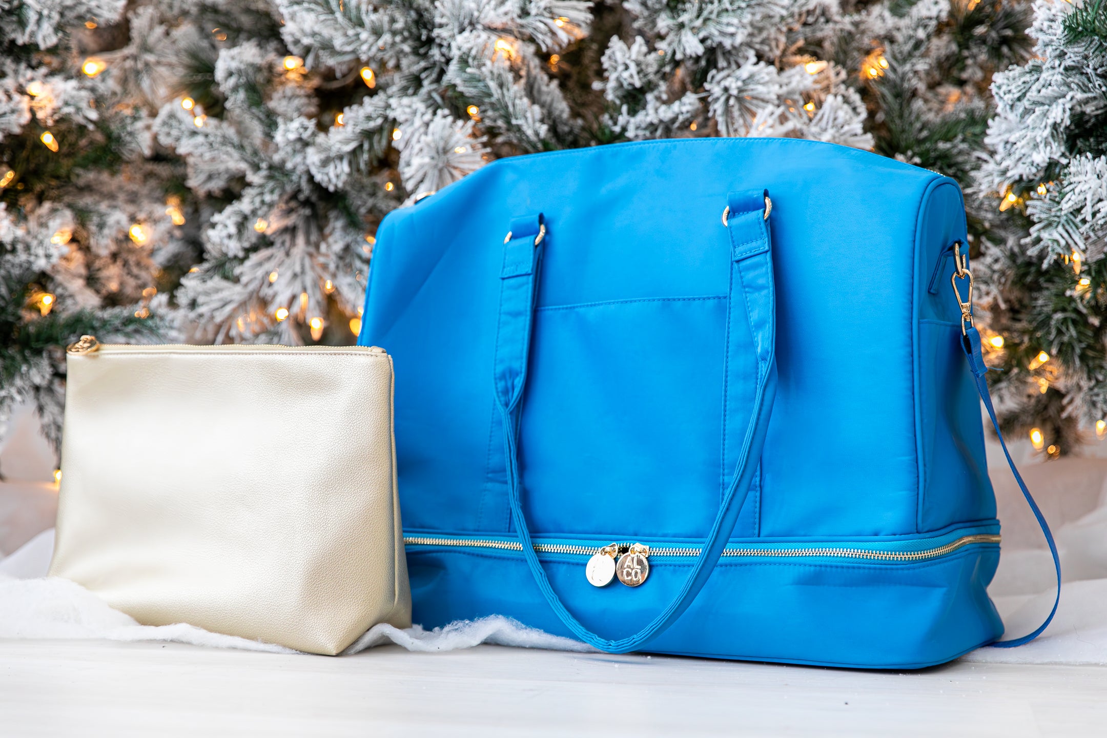 Gold Vegan Leather Zipper Pouch