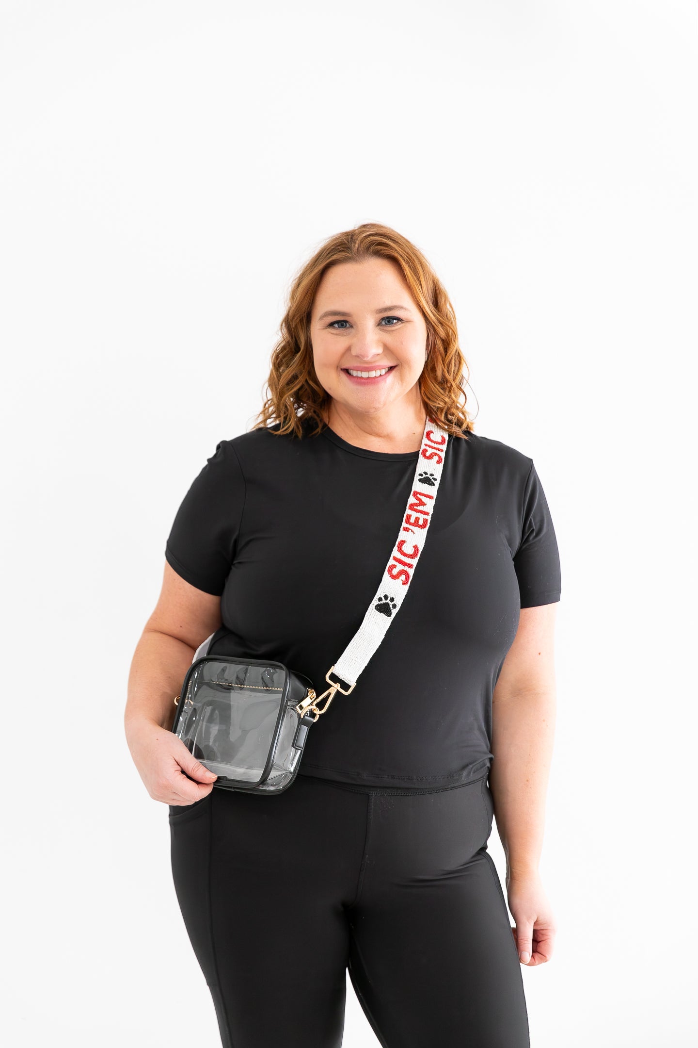 Adjustable Beaded Georgia Purse Strap with Clear Stadium Bag