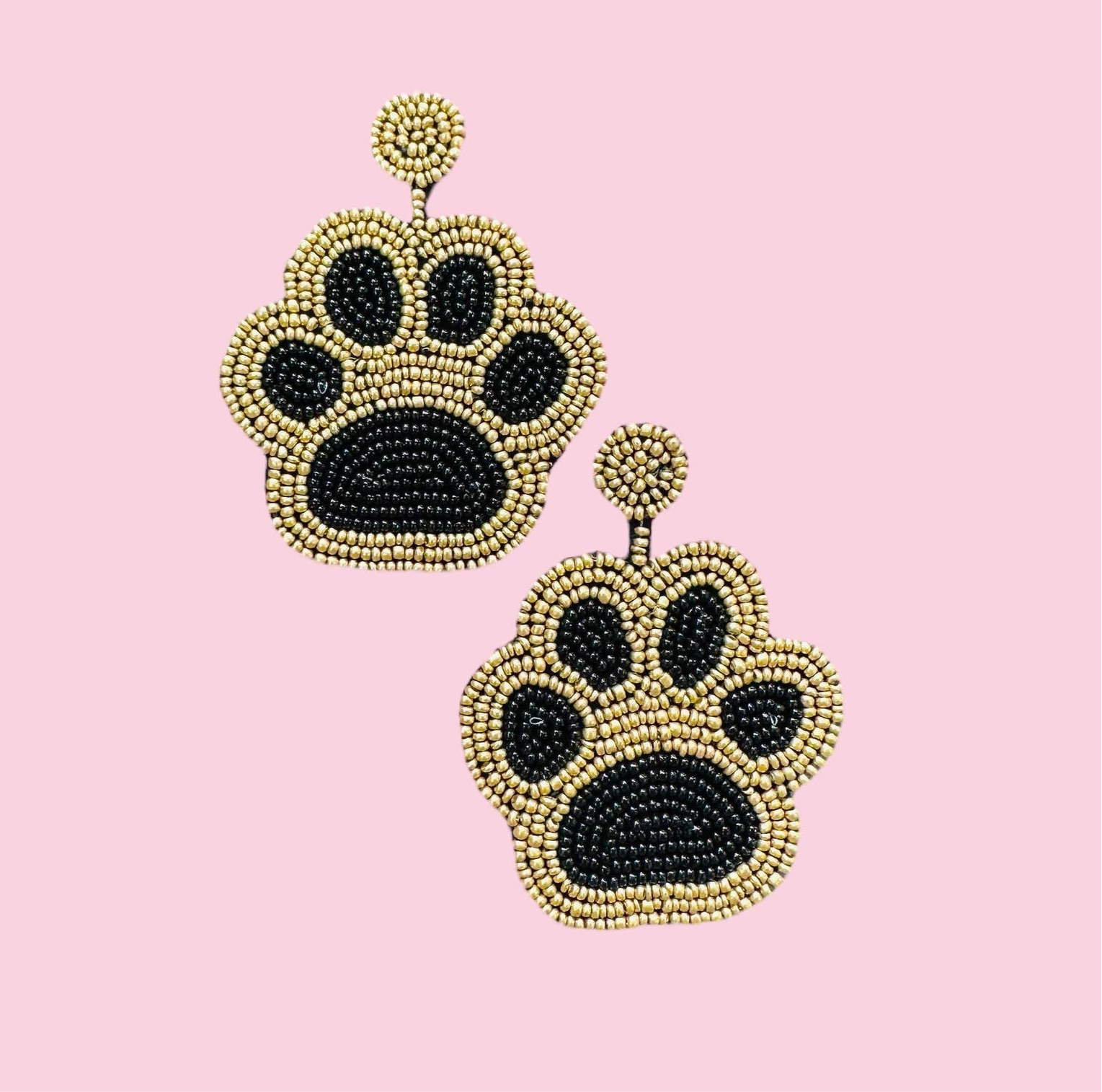 Black and Gold Paw Earrings