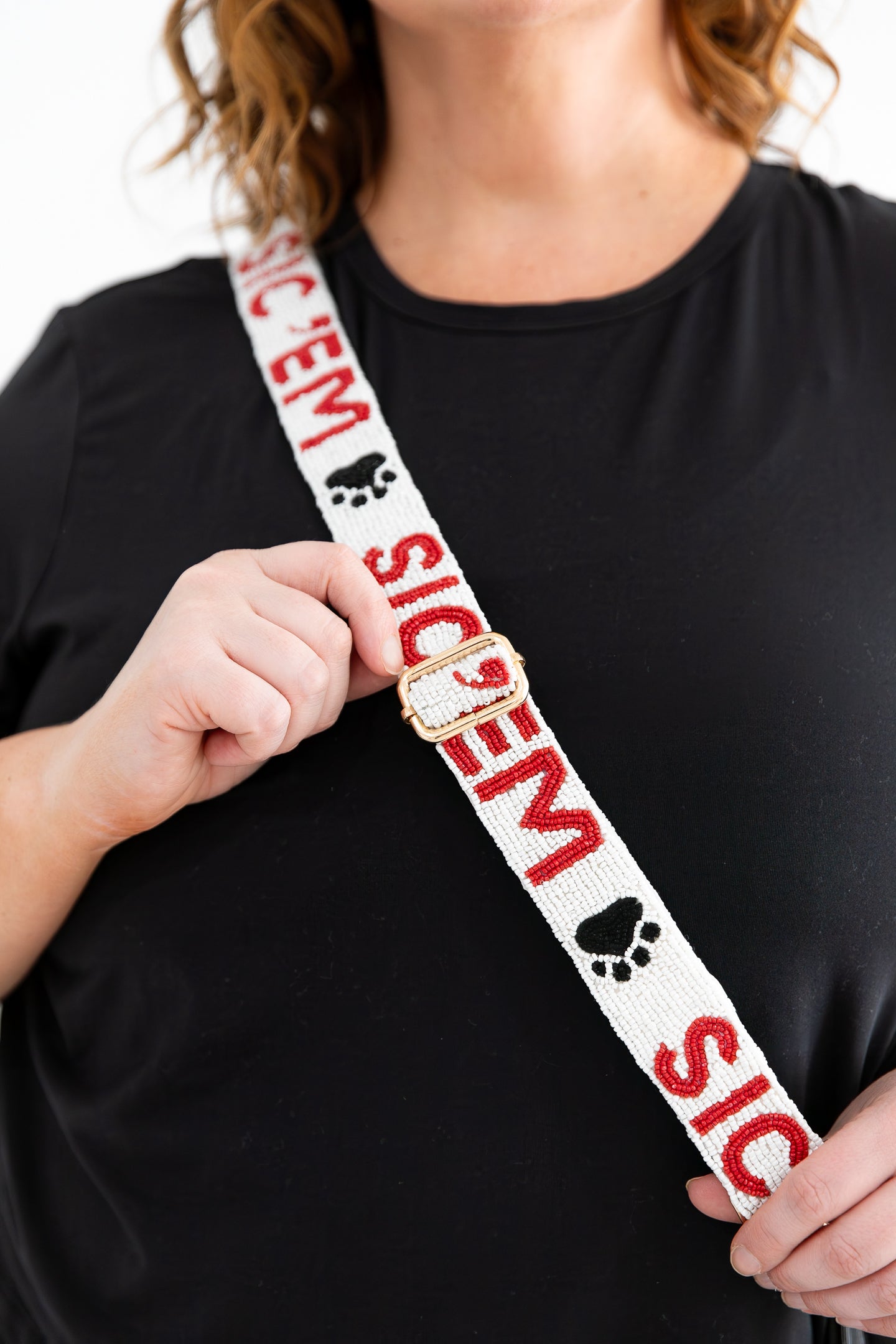 Adjustable Beaded Georgia Purse Strap with Clear Stadium Bag