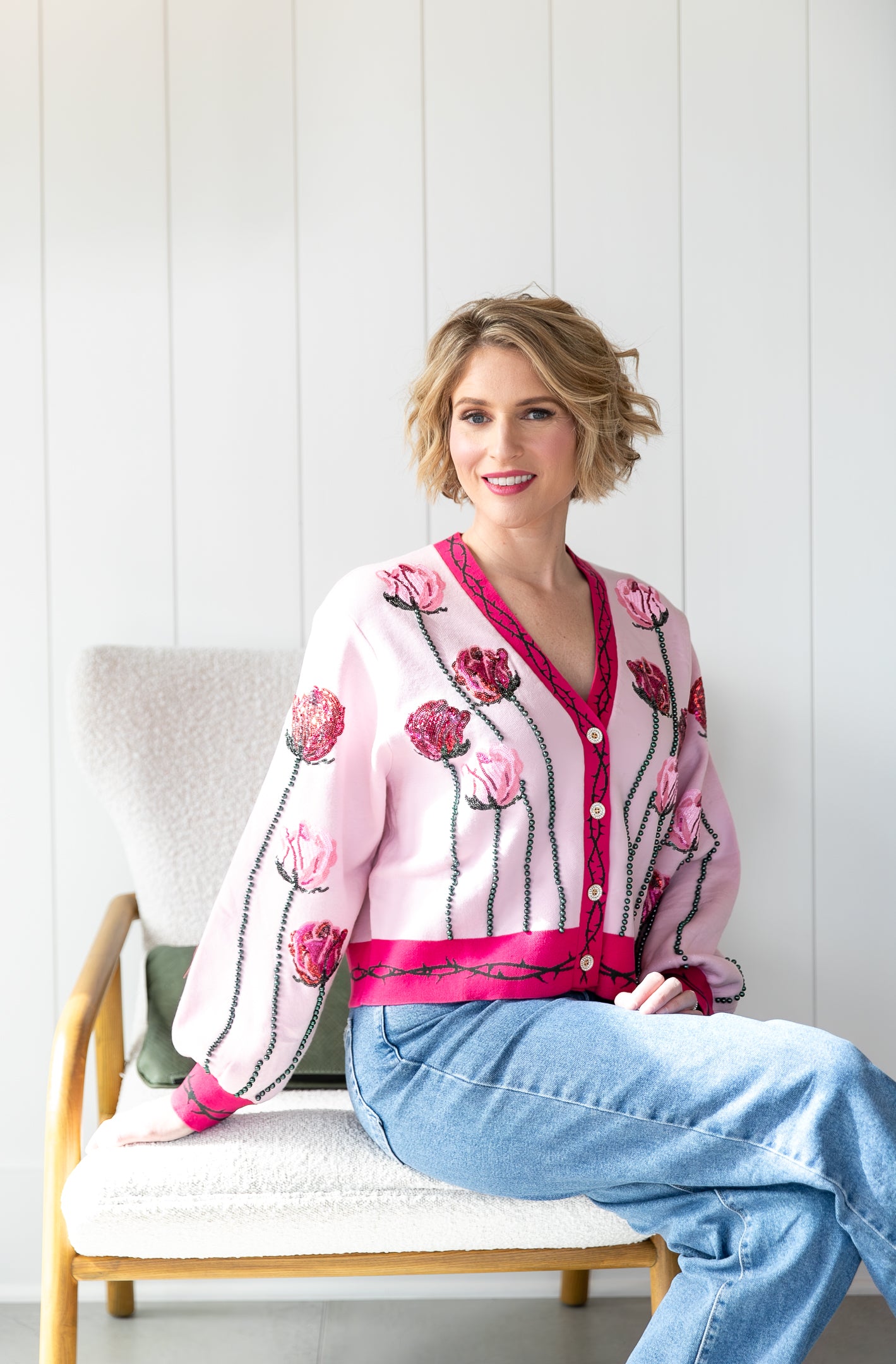 QOS Long Stem Rose Cardigan