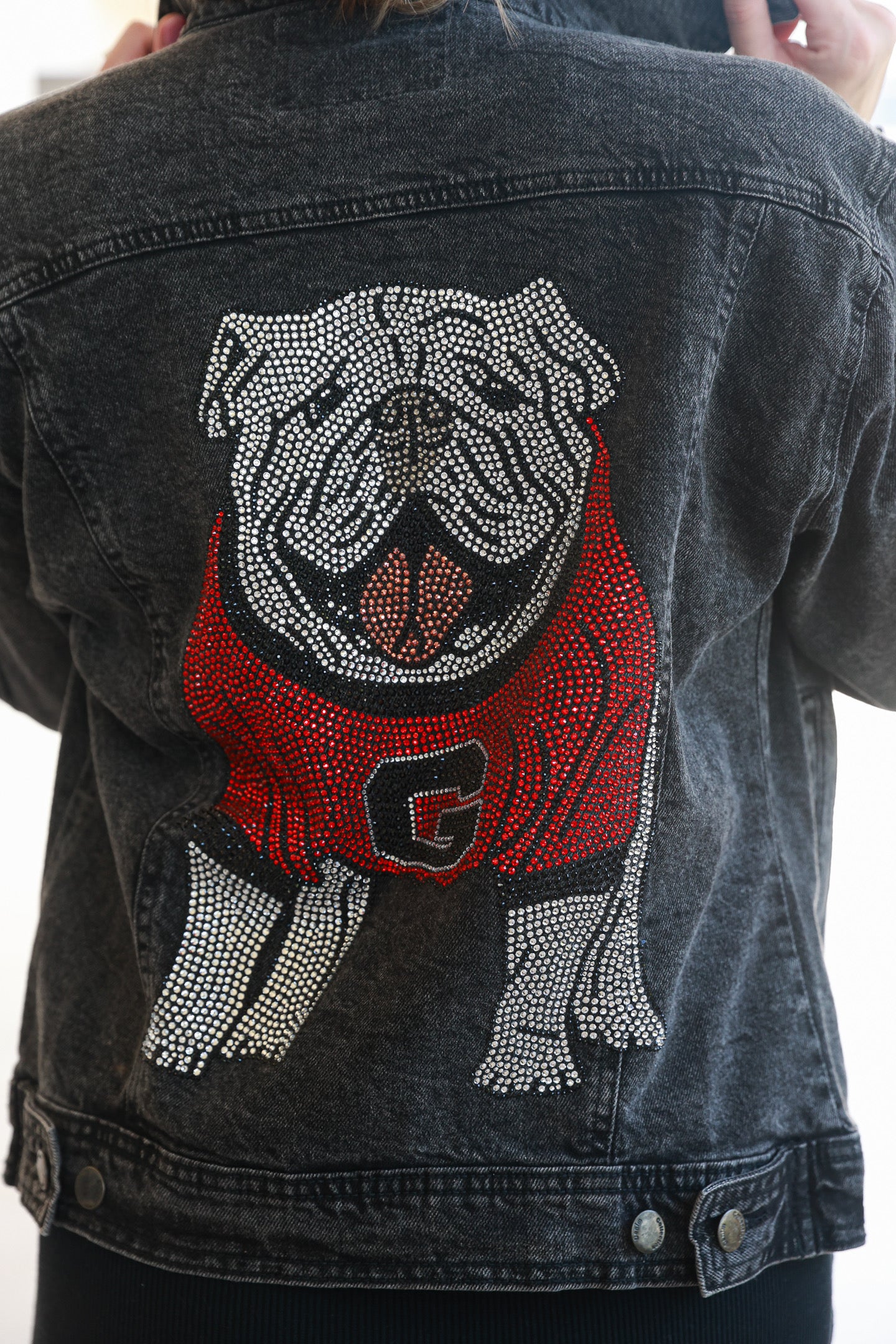 Bulldogs Oversized Black Denim Jacket