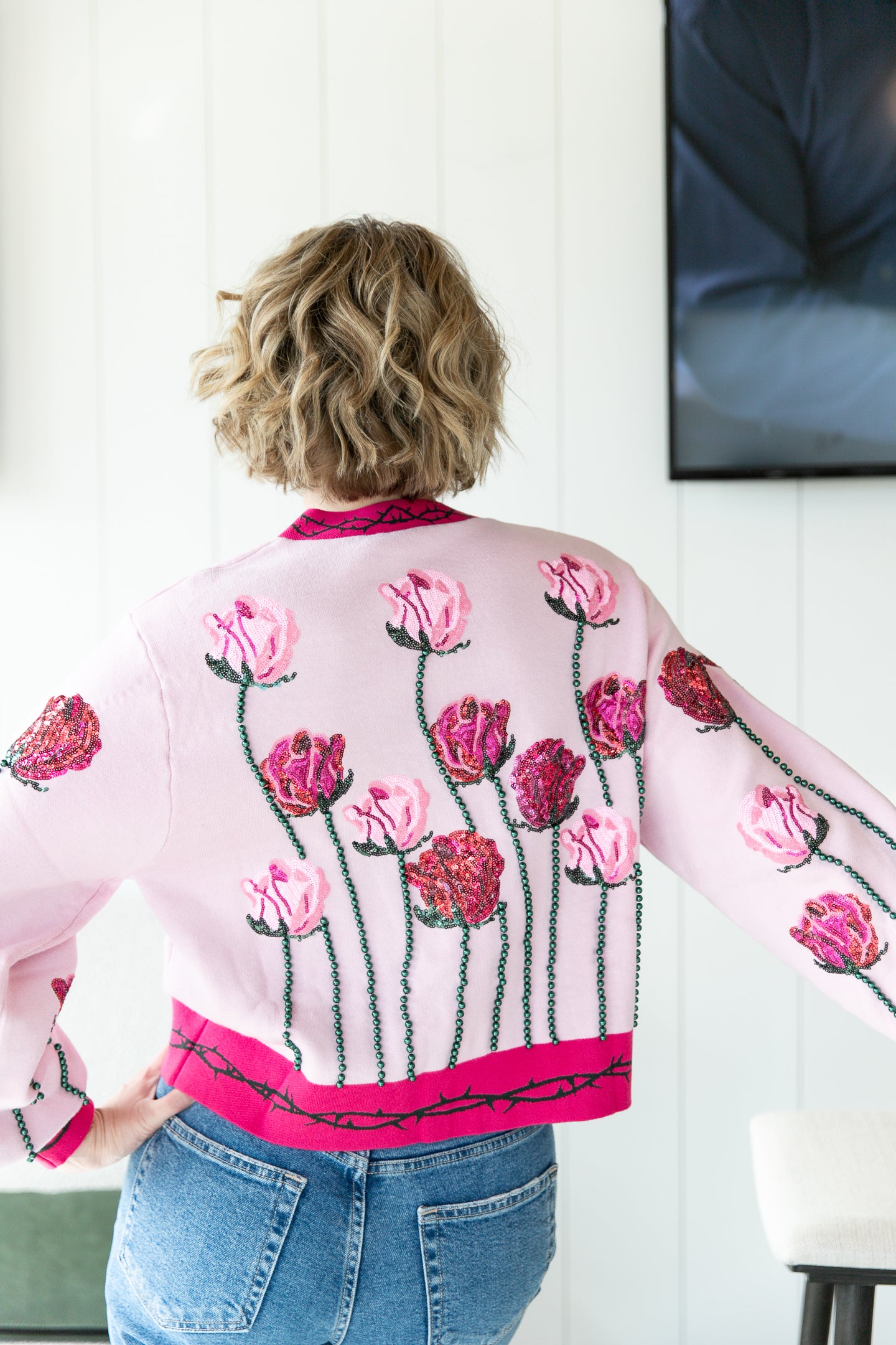 QOS Long Stem Rose Cardigan