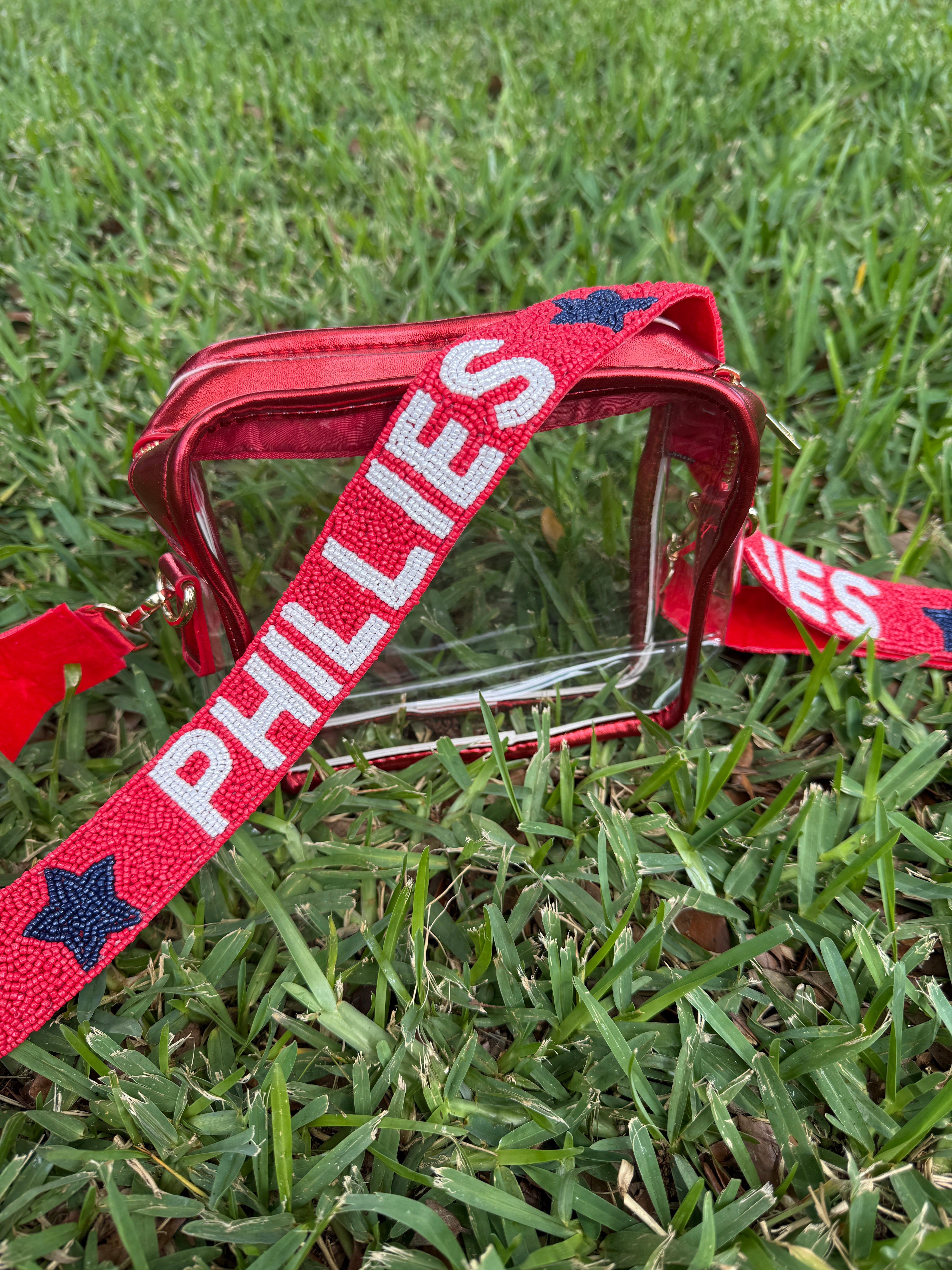 Beaded Phillies Purse Strap and Clear Bag