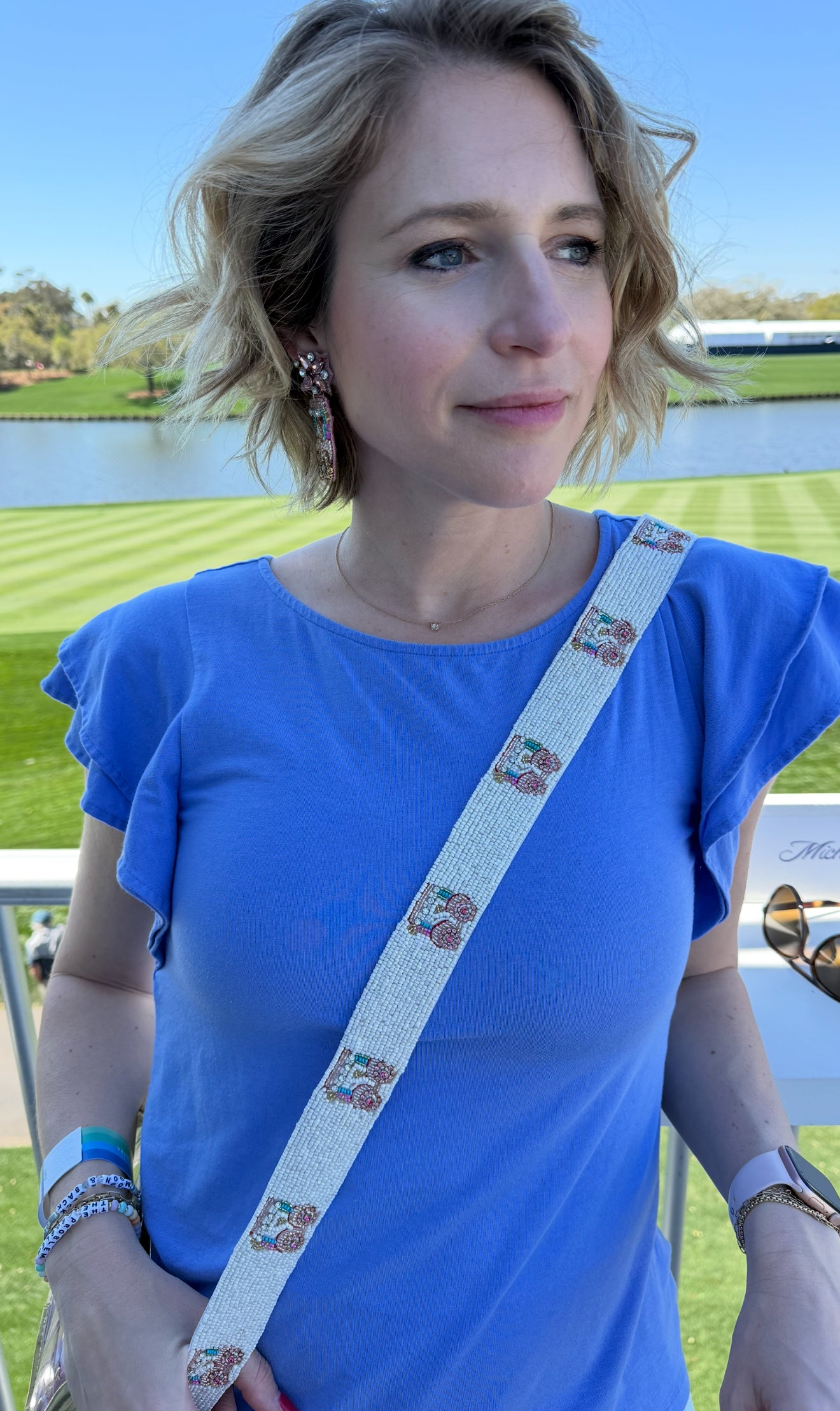 Adjustable Golf Cart Purse Strap and Clear Bag