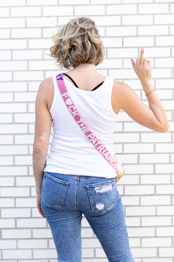 Eras Tour Outfit - F the Patriarchy Beaded Purse Strap and Clear Bag