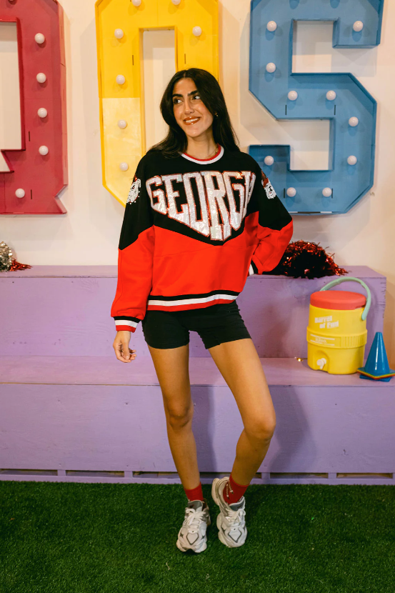 Queen of Sparkles UGA Two Toned Holographic Georgia Sweatshirt