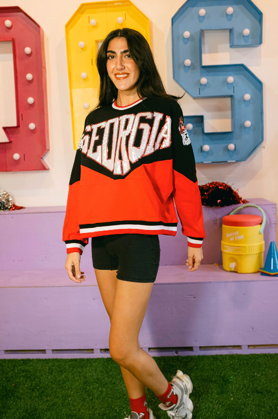 Queen of Sparkles UGA Two Toned Holographic Georgia Sweatshirt