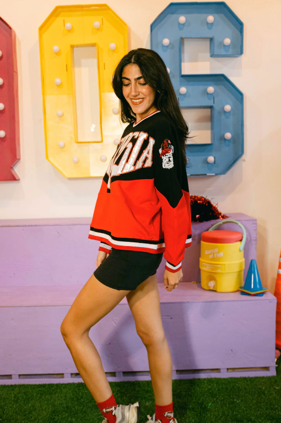 Queen of Sparkles UGA Two Toned Holographic Georgia Sweatshirt