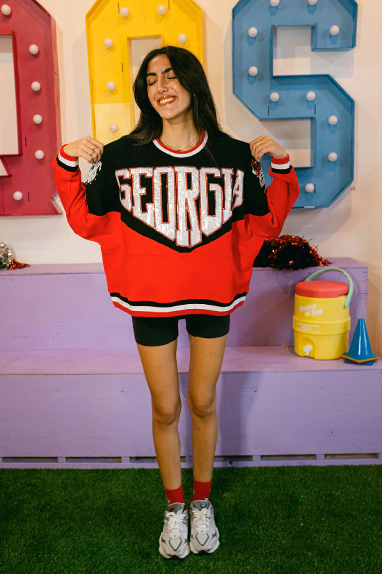 Queen of Sparkles UGA Two Toned Holographic Georgia Sweatshirt