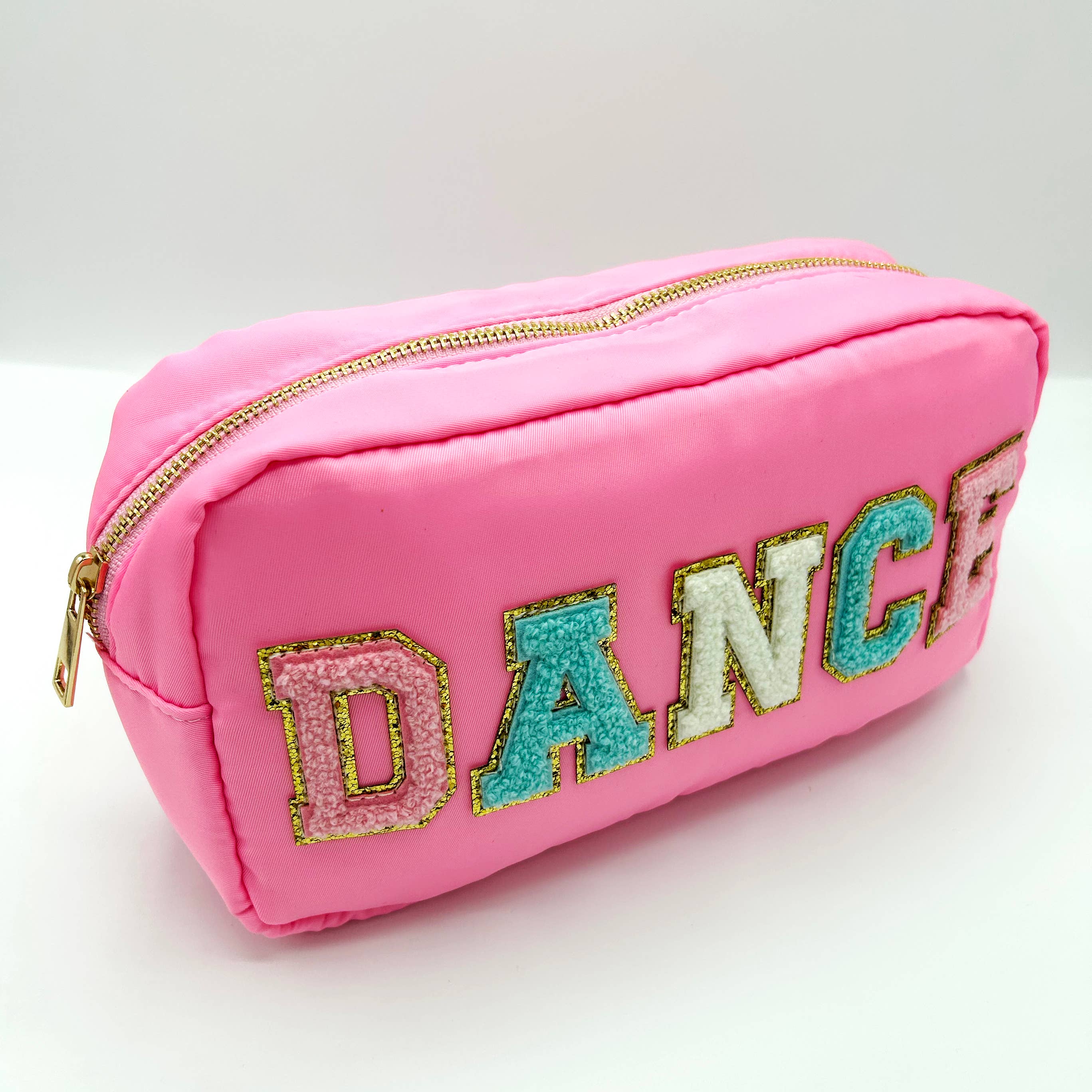 DANCE Cosmetic or Toiletry Bag with Varsity Letter Patches