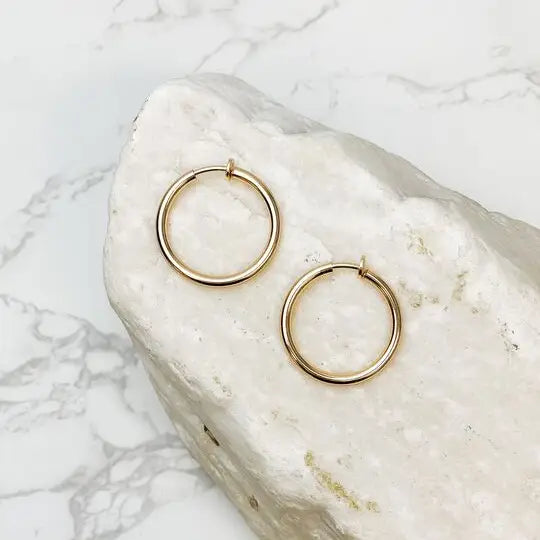 Clip on Gold Hoop Earrings
