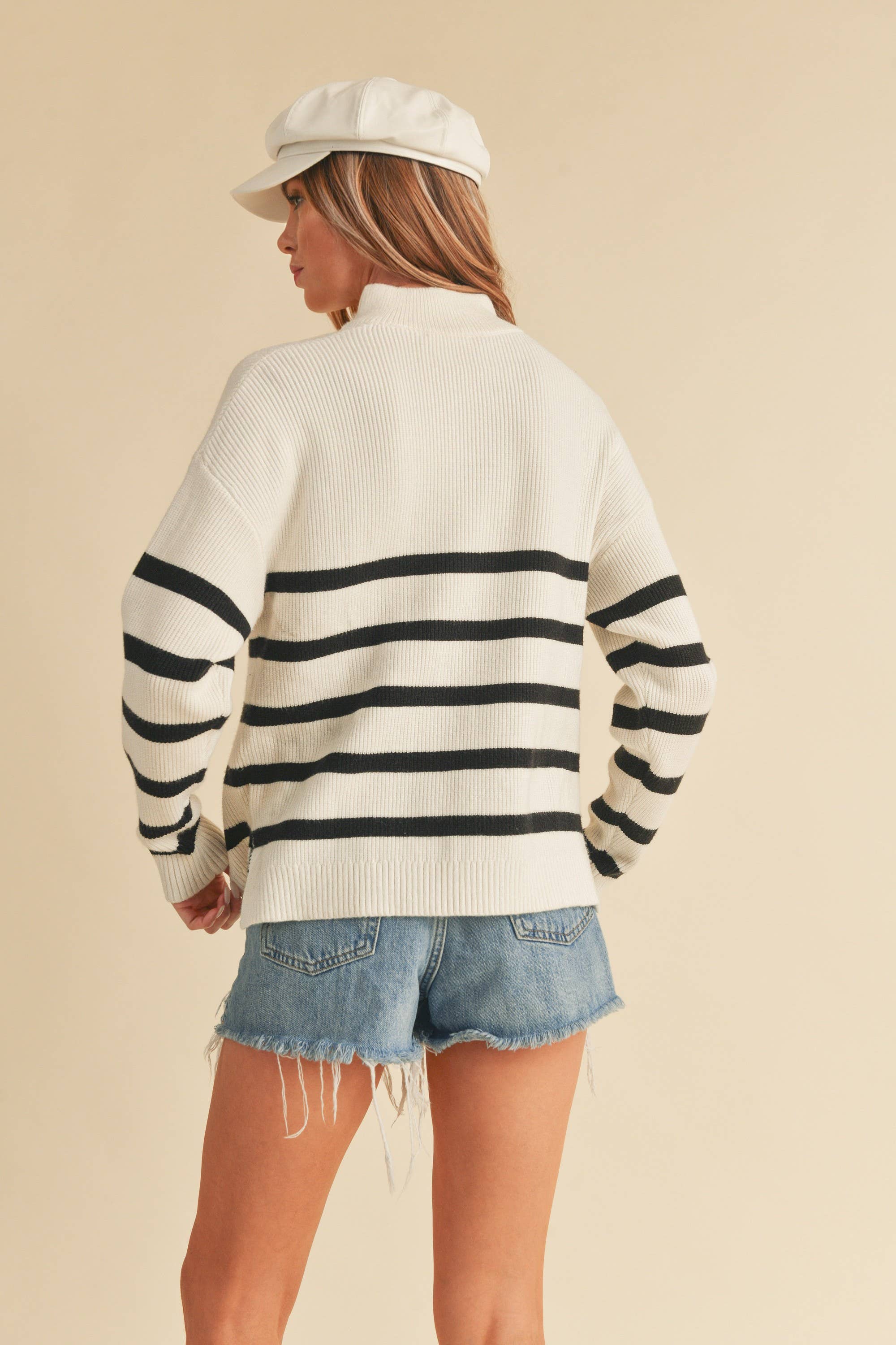 Striped Quarter Zip Sweater