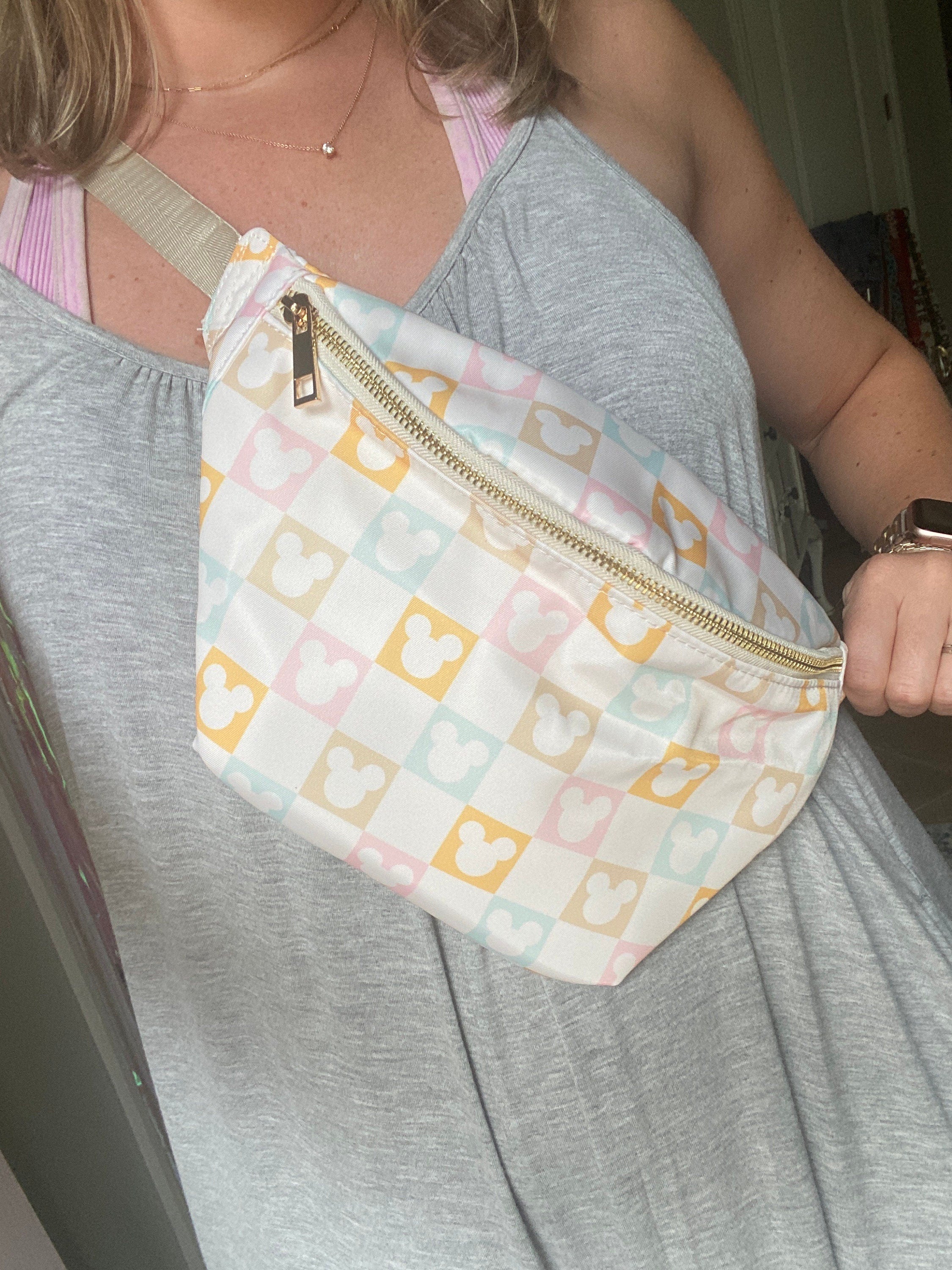 Pastel Checkered Mickey Mouse Jumbo Fanny Pack