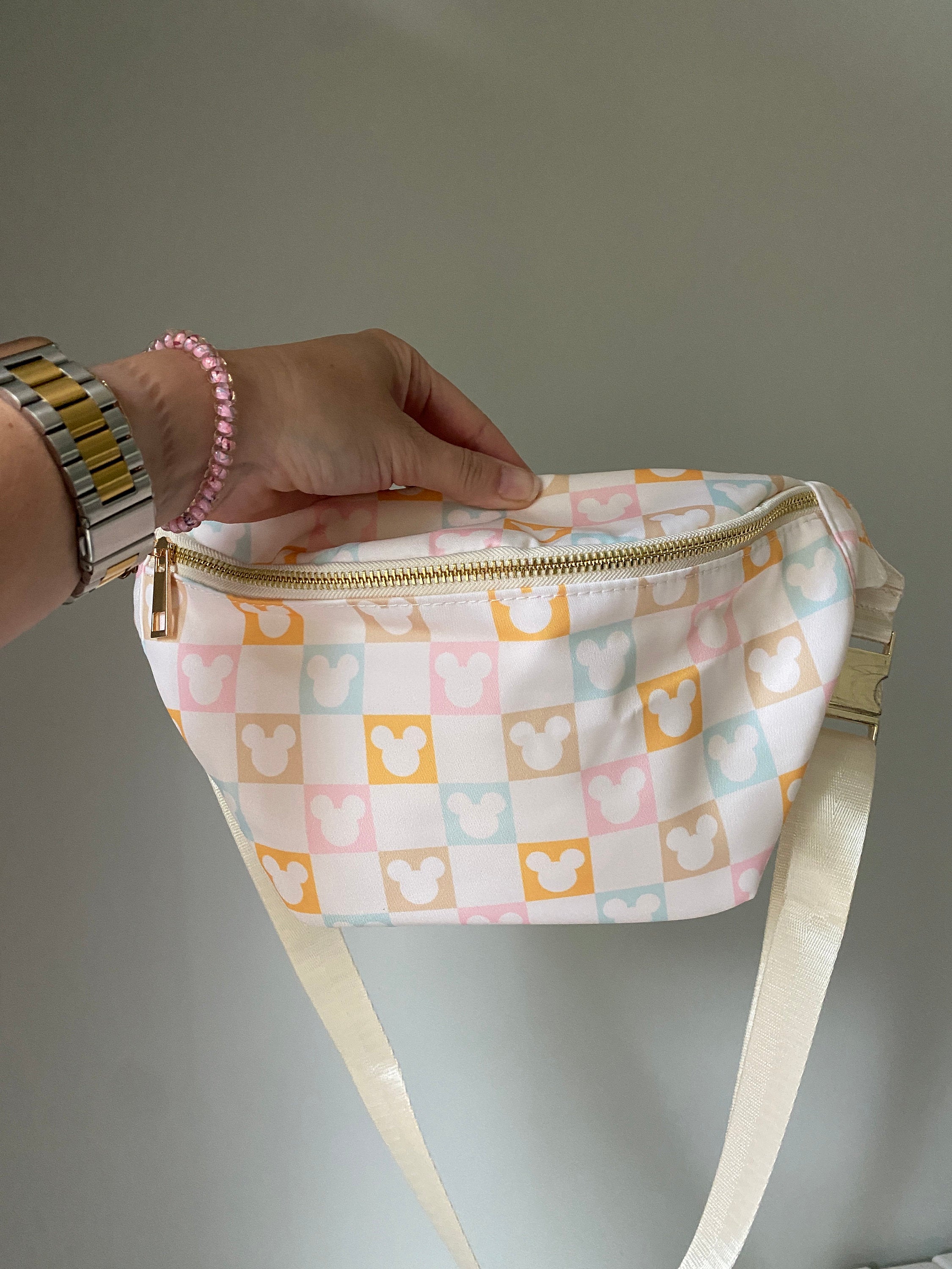 Pastel Checkered Mickey Mouse Jumbo Fanny Pack