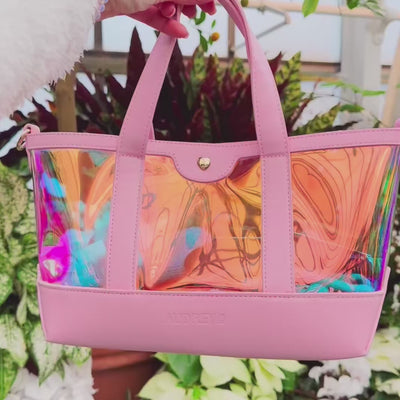 A colorful purse spinning from front to bag.