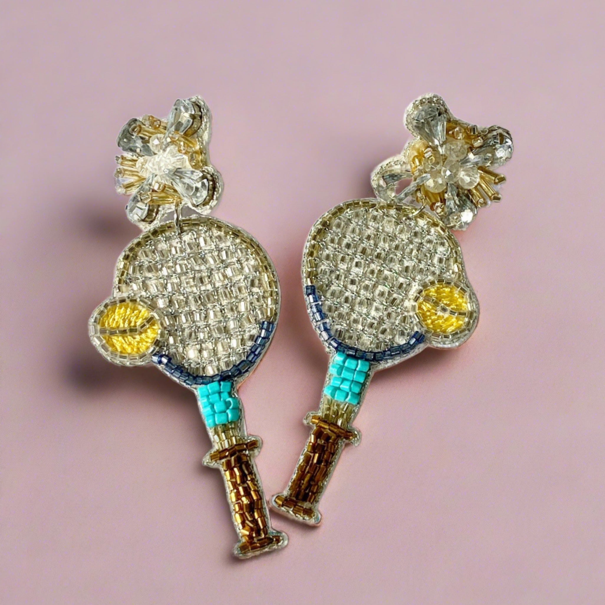 Tennis Racquet Beaded Earrings